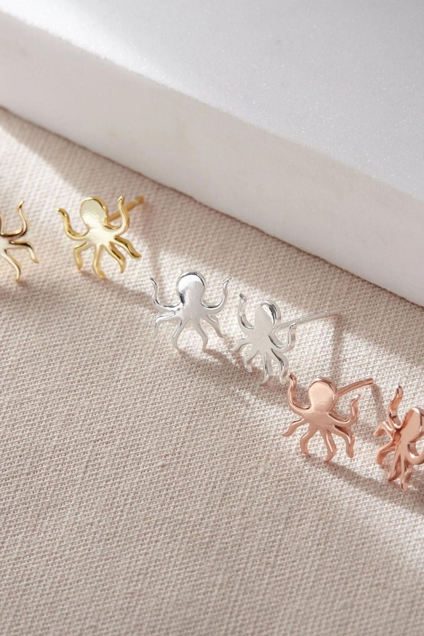 Rose Gold Mia Gioielli Rose Gold Sterling Silver Octopus Stud Earrings, Image 1 of 2
