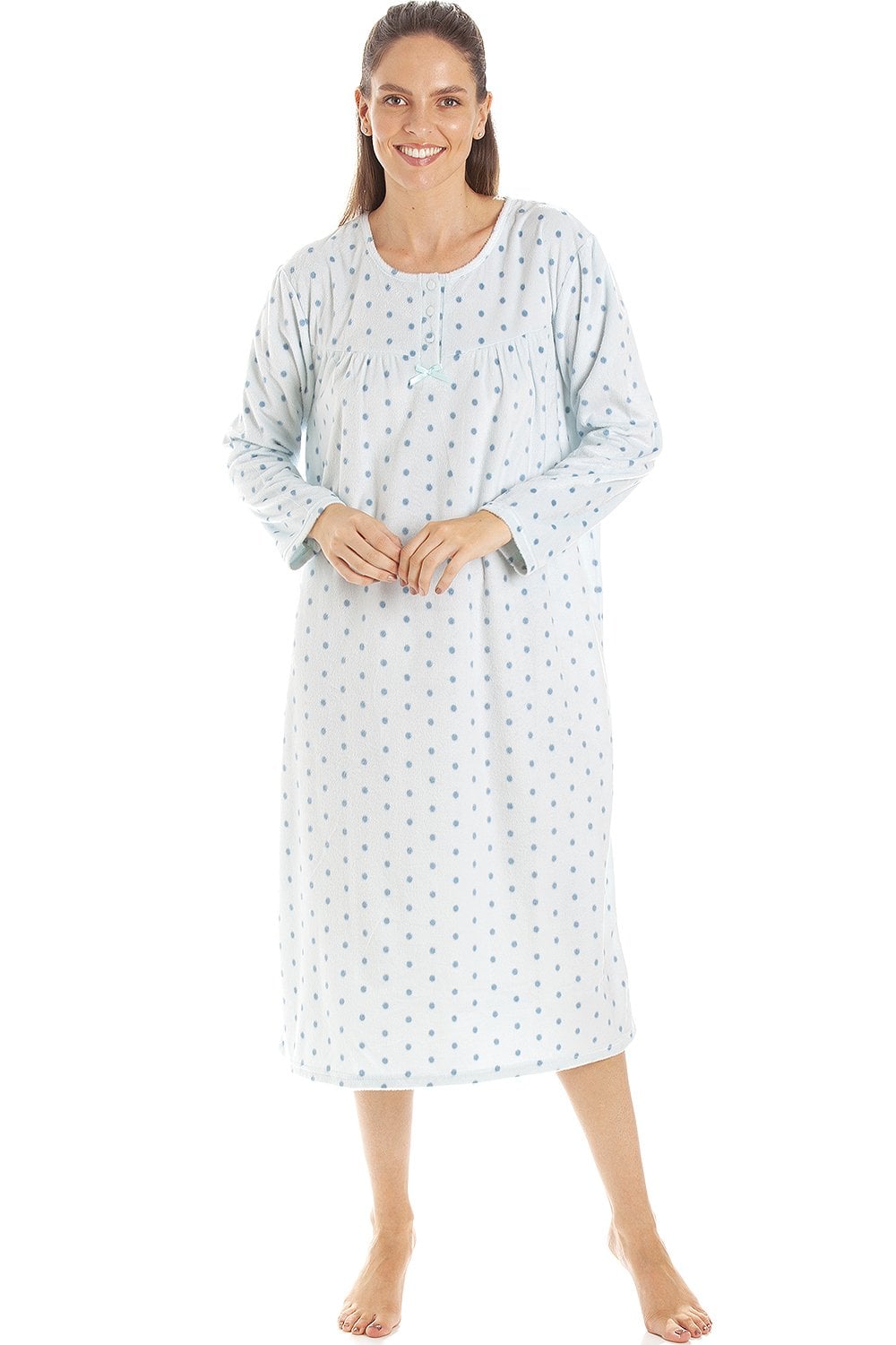 Aqua Camille Lingerie Aqua Polka Dot Nightdress, Image 1 of 5