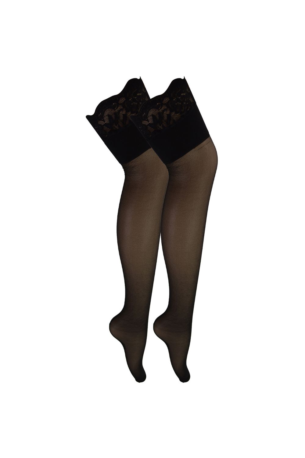 Black 2 Pack Seamed Stockings with Lace Top, Image 1 of 3
