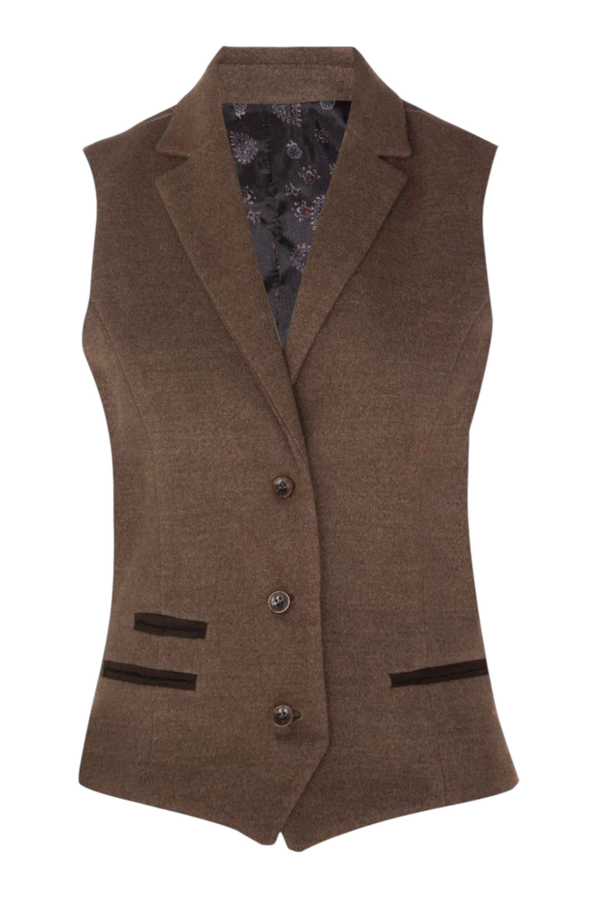 Brown Infinity Leather Brown Tweed 1920s Herringbone Light Brown Waistcoat, Image 1 of 5