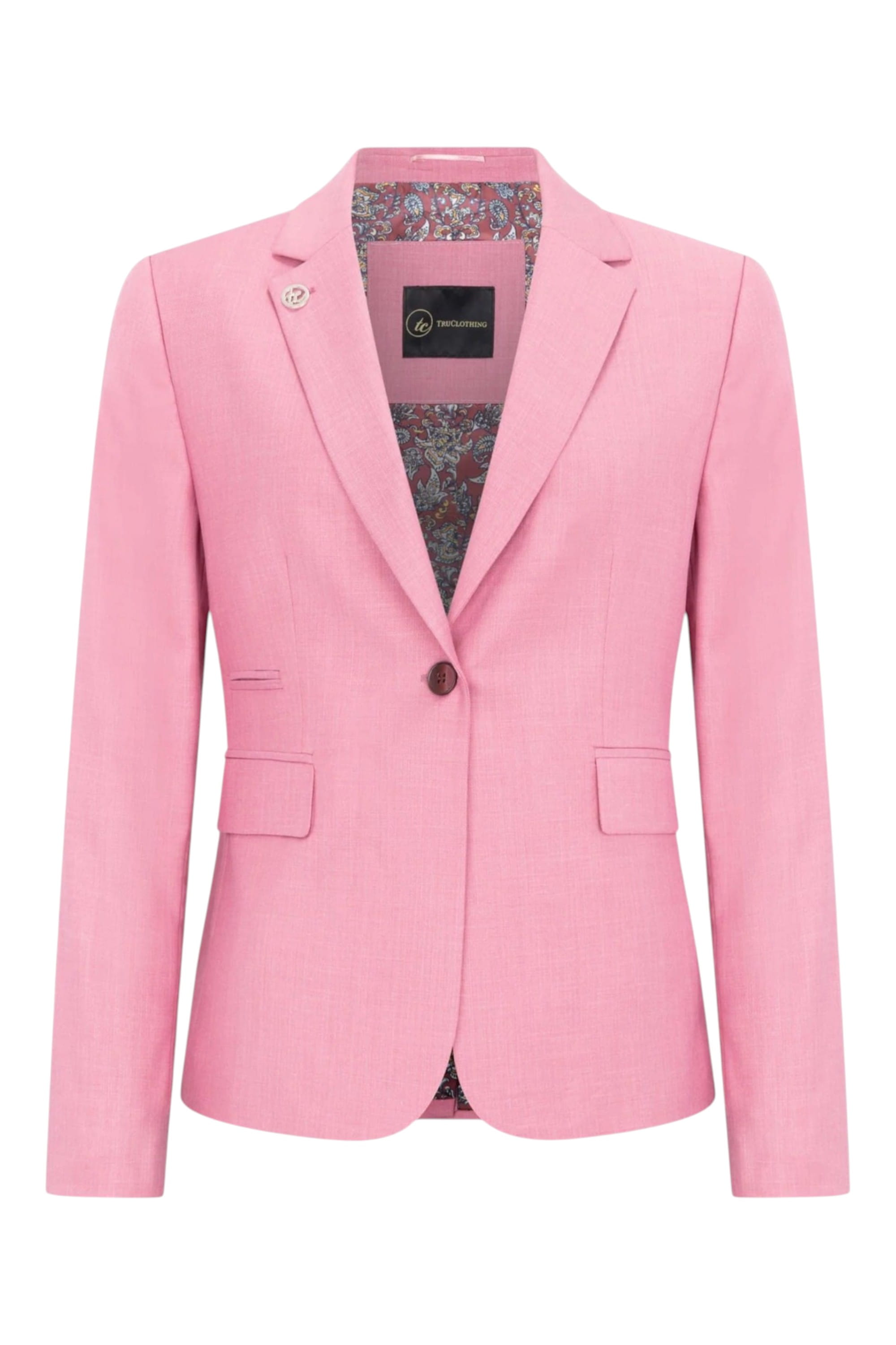 Pink Womens 3 Piece Plain Pink Formal Office Suit, Image 8 of 8