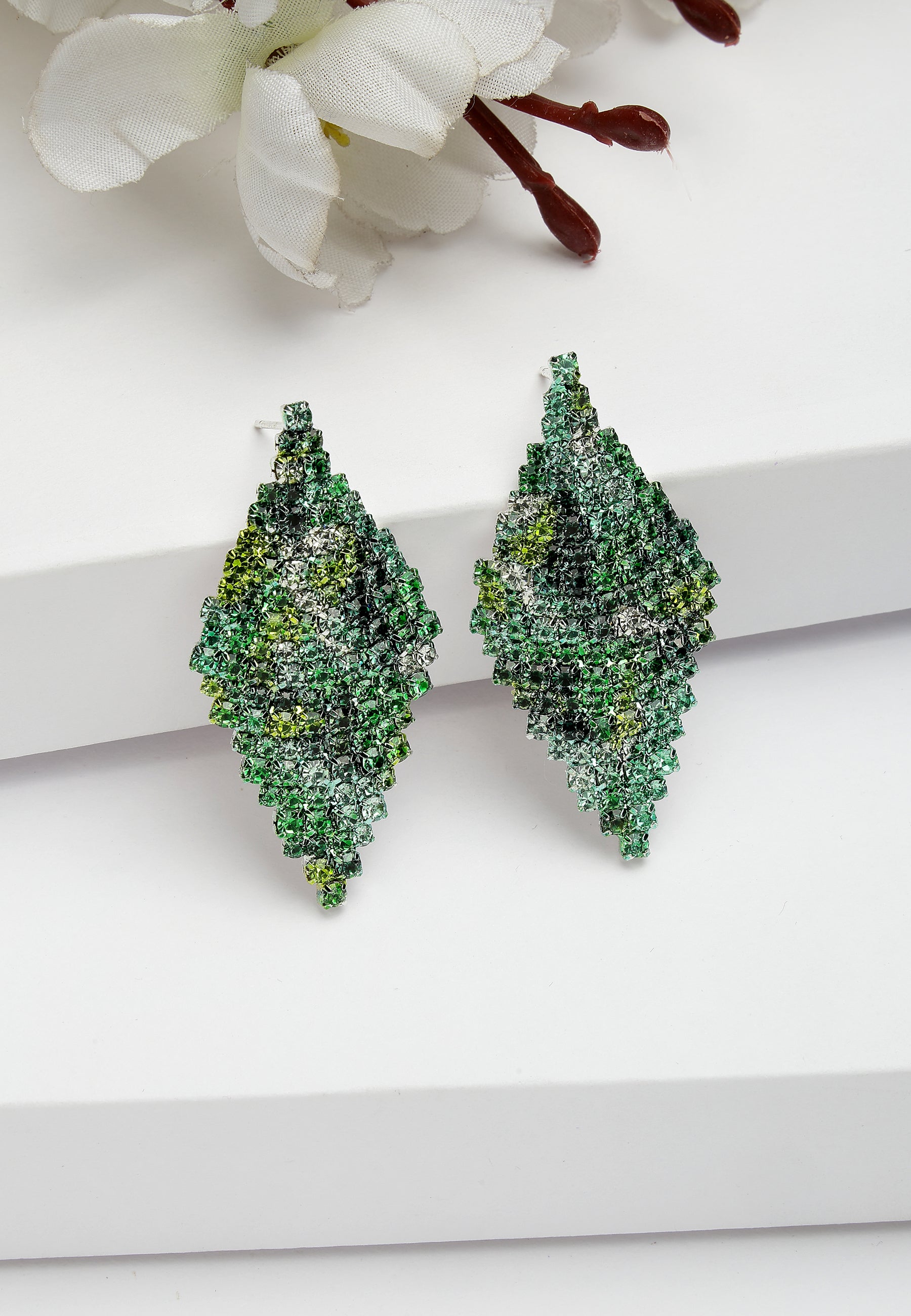 Green Diva Collection Chandelier Drop Earrings, Image 2 of 5