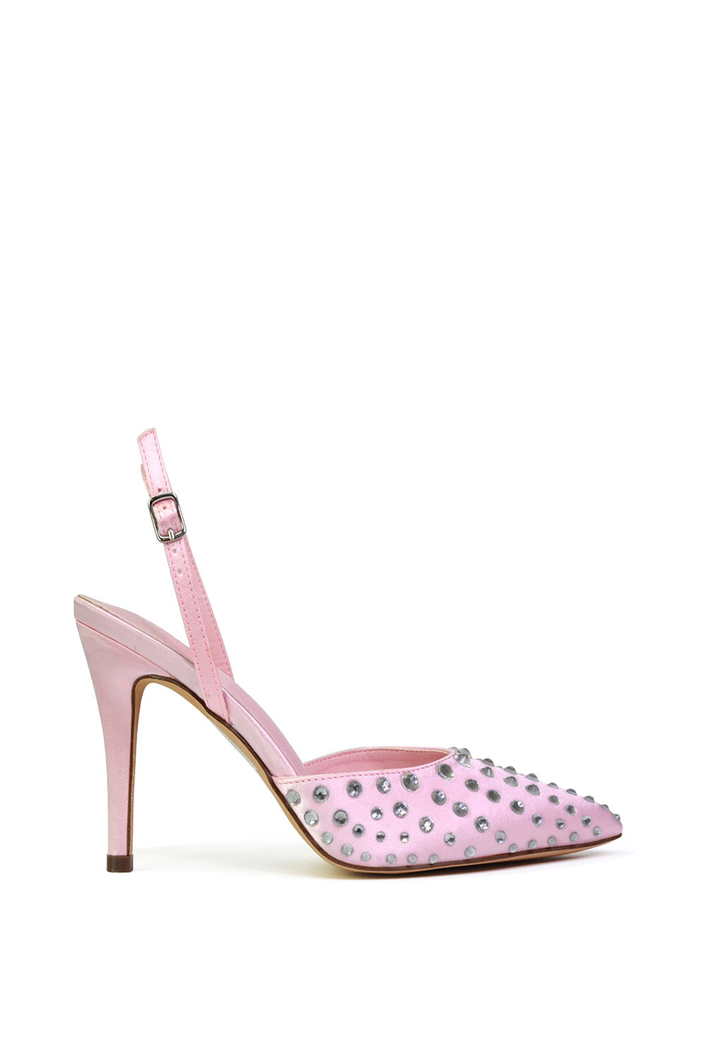 Pink 'Shelly' Strappy Slingback Pointed Toe Diamante Stiletto Bridal Heels