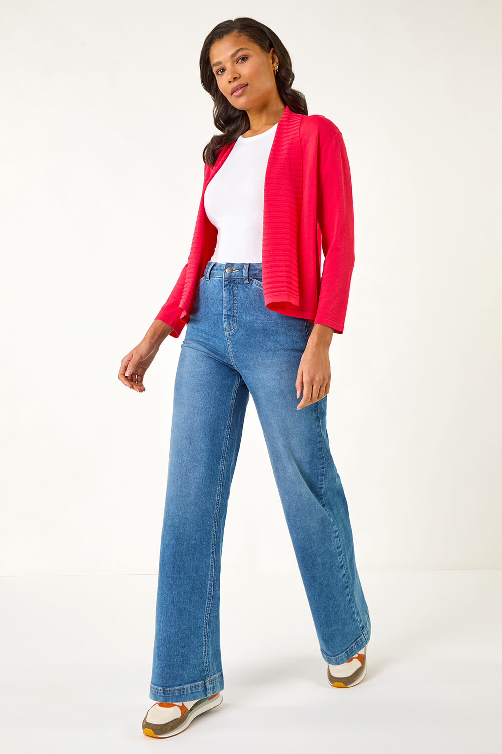 Red Ribbed Detail Shrug, Image 3 of 5