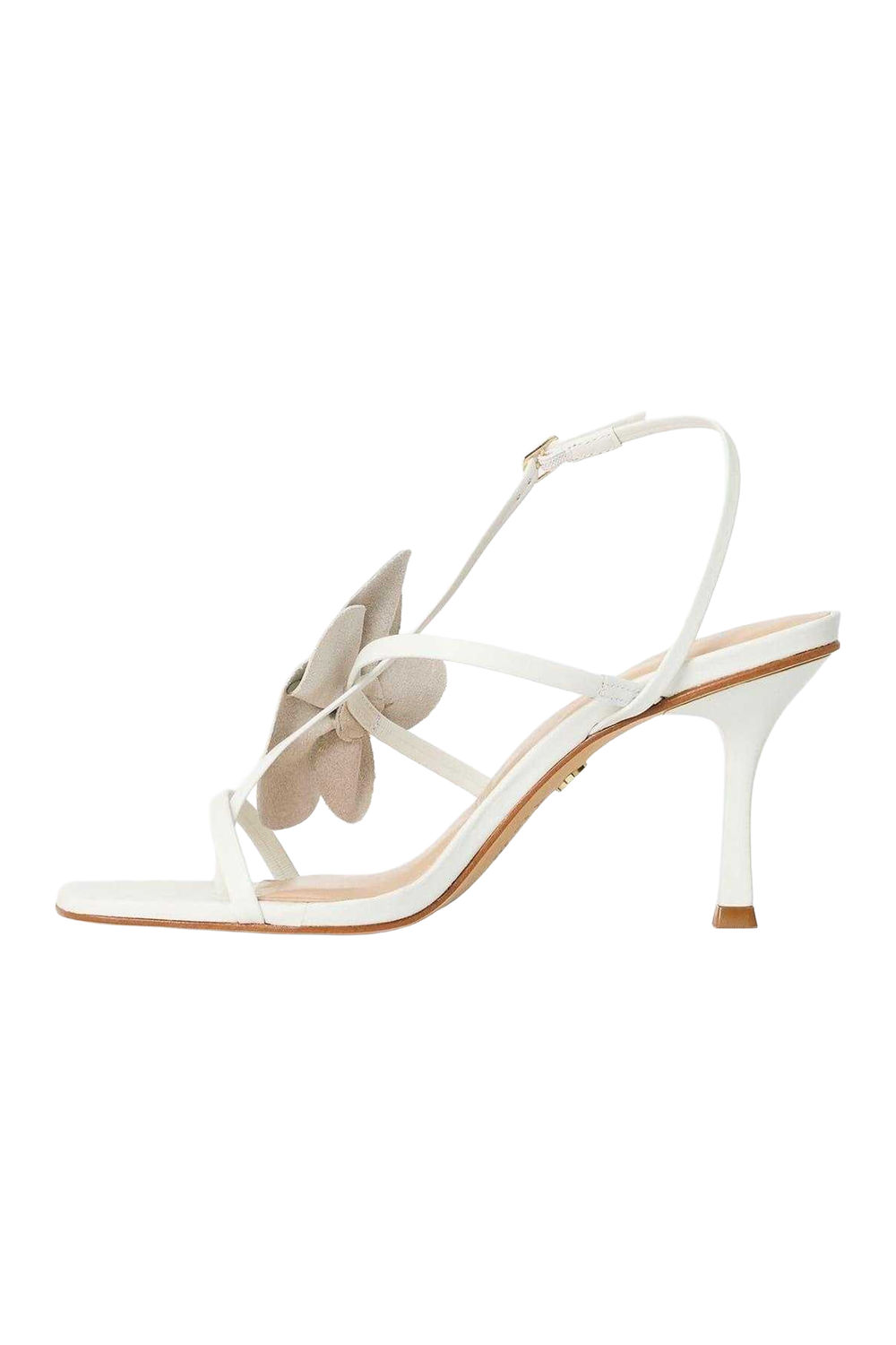 White Floral Evening Sandals, Image 3 of 5
