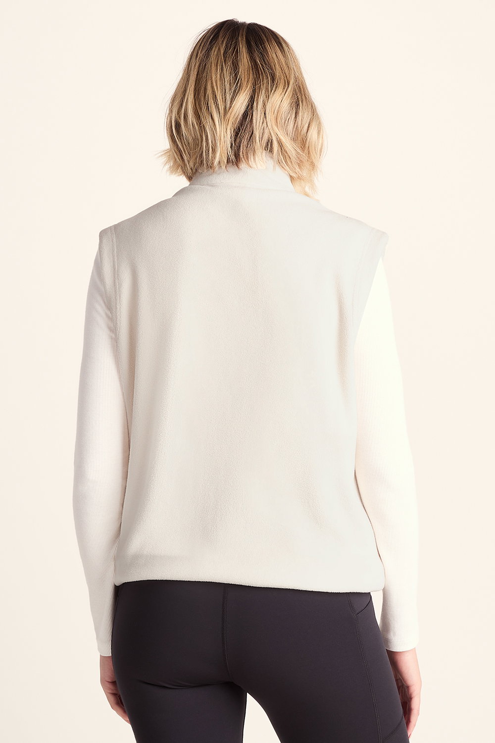 Cream Arrad Relaxed Fit Microfleece Gilet, Image 3 of 5