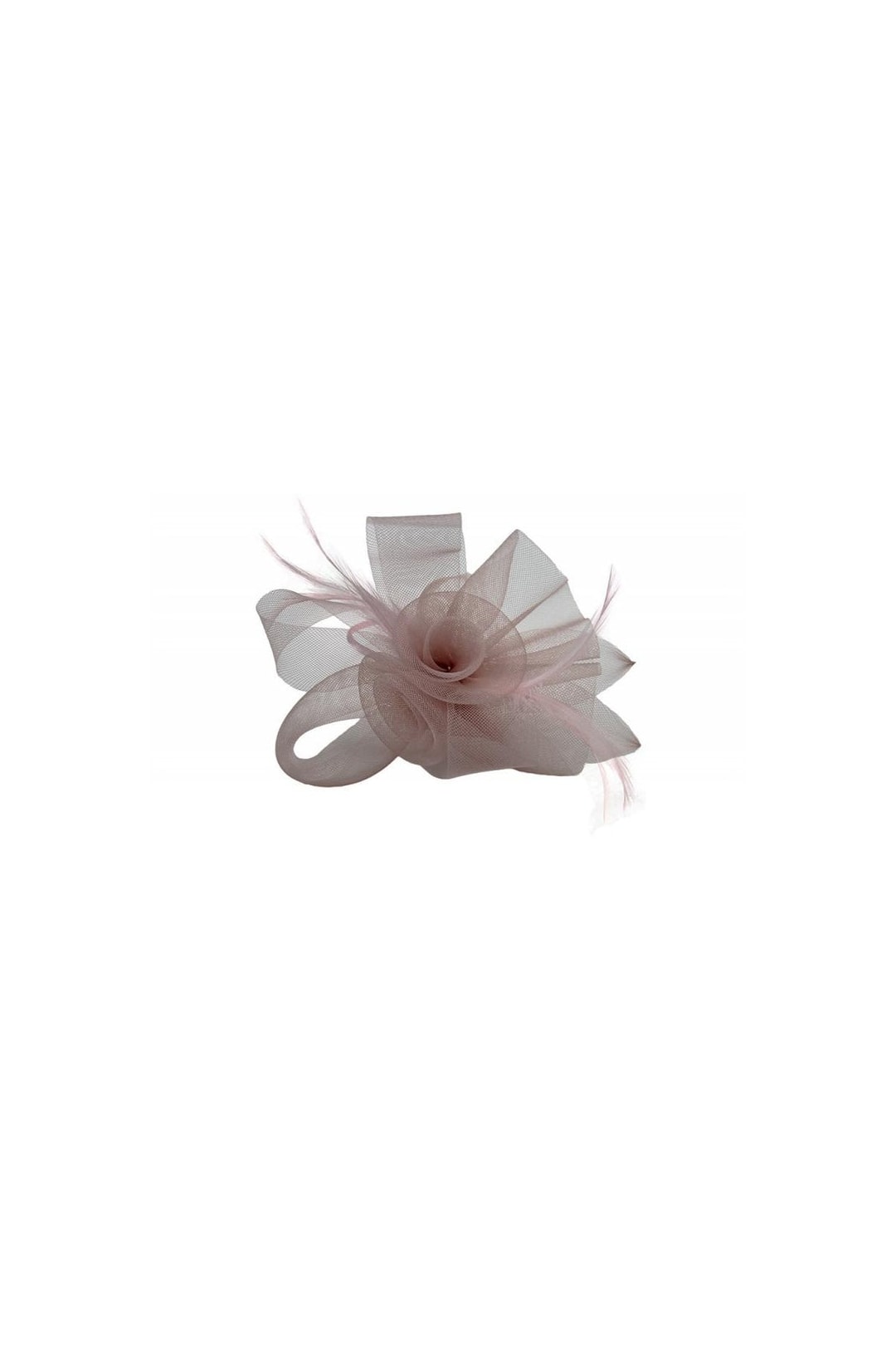 Light Pink Folded Bow Fascinator with Tipped Feathers, Image 2 of 2