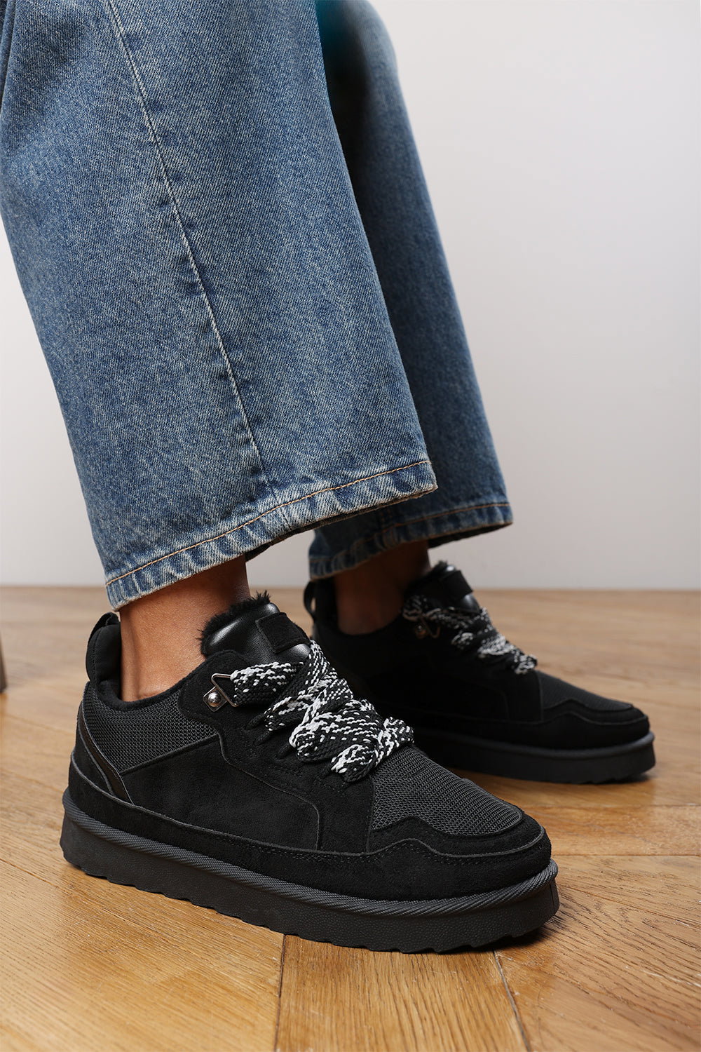 Black 'Darcy' Lace-Up Trainers with Chunky Sole, Image 1 of 7