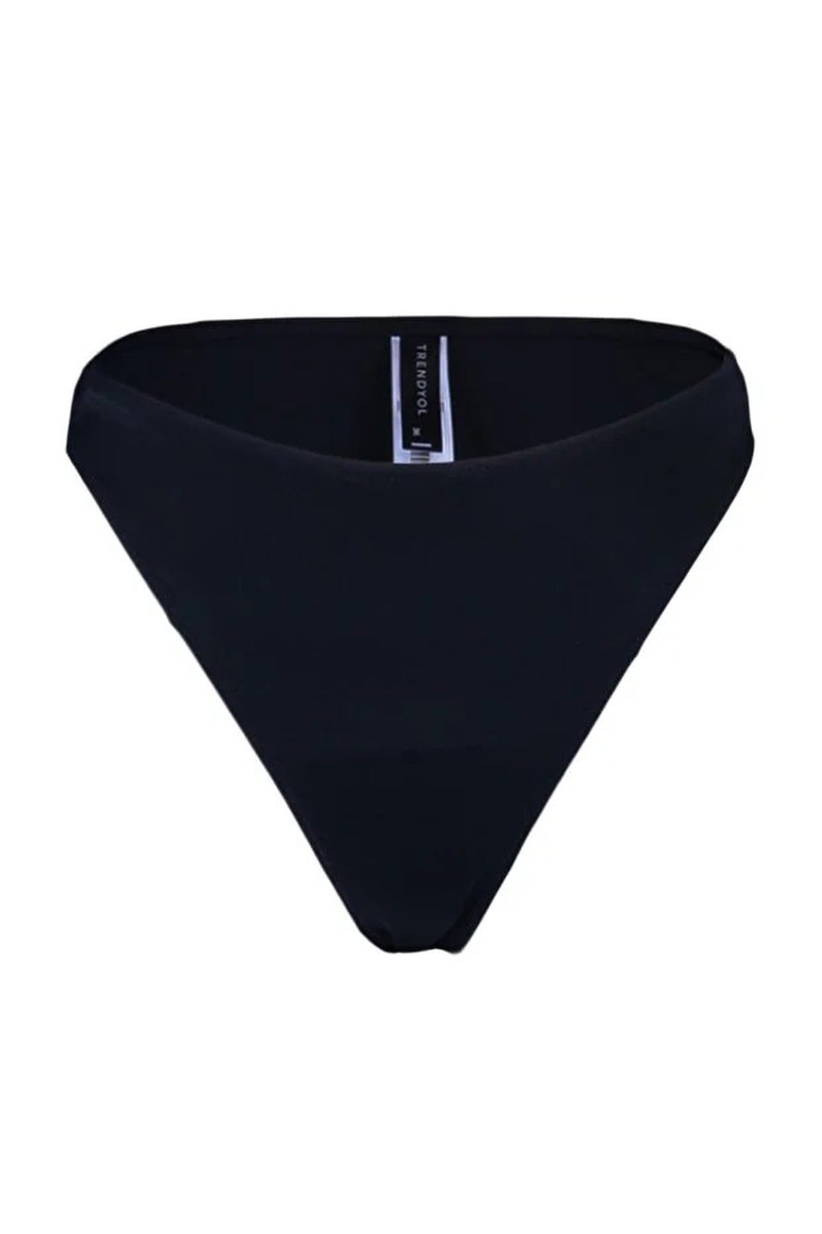 Black Minimal High Leg Regular Waist Bikini Bottom with Clean Finish, Image 2 of 4