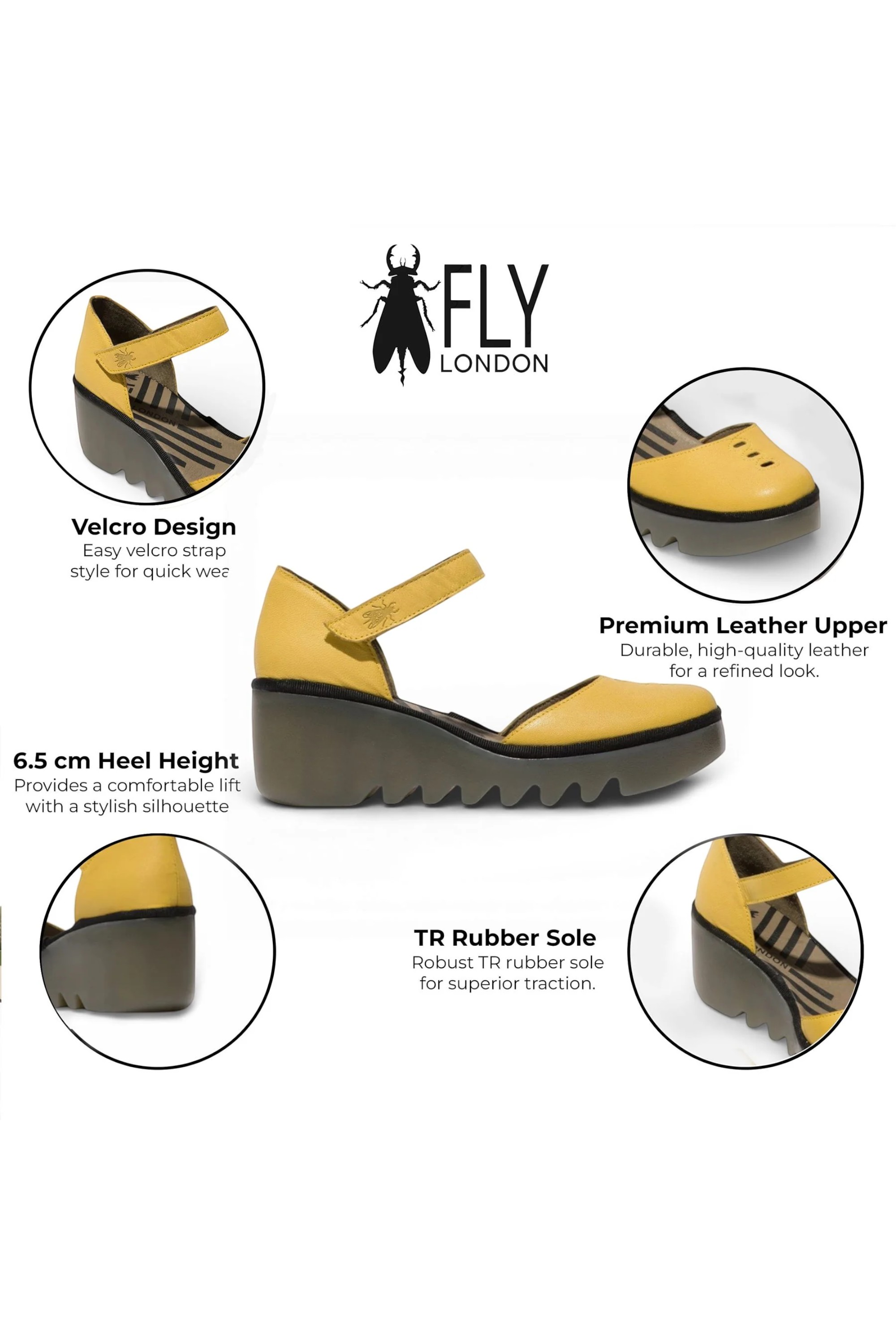 Yellow Womens Durable Wedge Sandals-BISO305FLY, Image 3 of 4