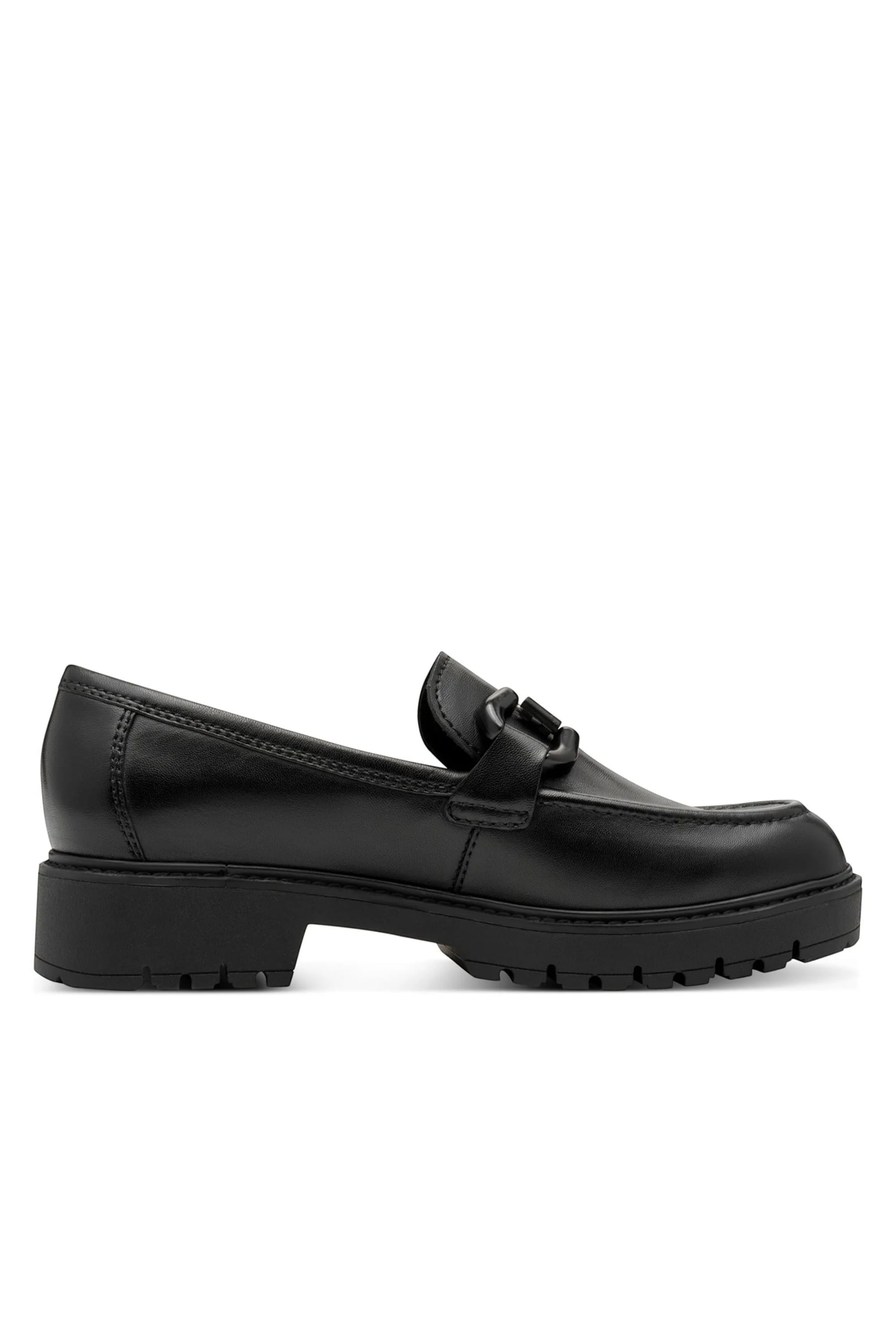 Black Tamaris Black Tamaris Black Leather Platform Loafers, Image 1 of 7