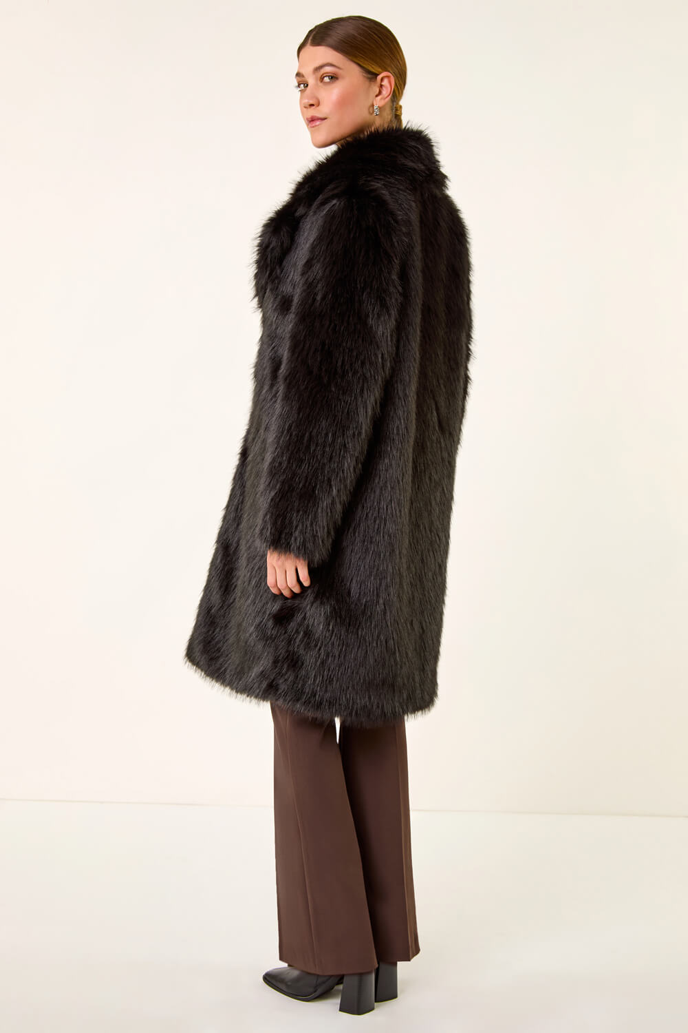 Black Premium Faux Fur Coat, Image 5 of 6