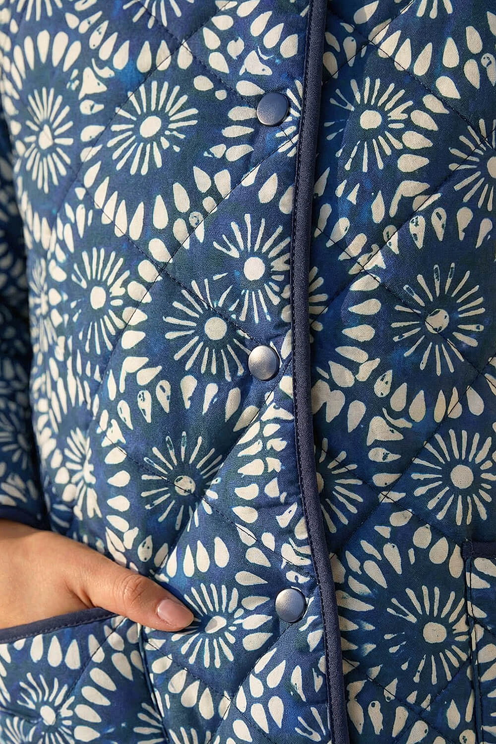 Navy Petite Geo Quilted Puffer Jacket, Image 5 of 4
