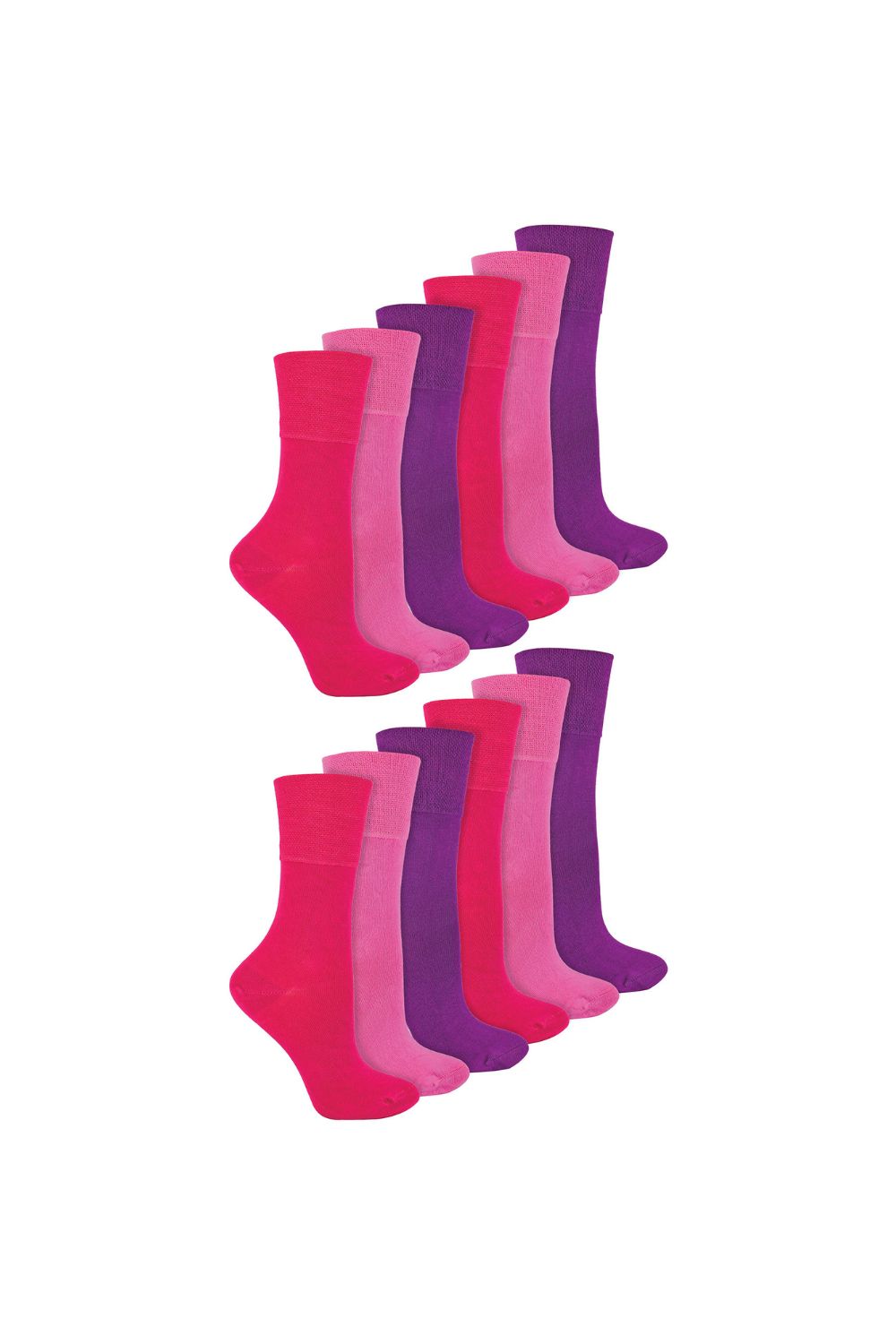 Pink 12 Pairs Diabetic Bamboo Socks, Image 1 of 5