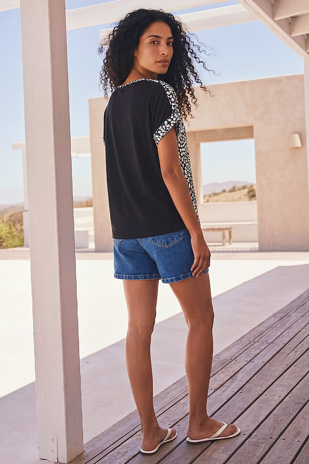 Black Spot Print Jersey Back Top, Image 4 of 4