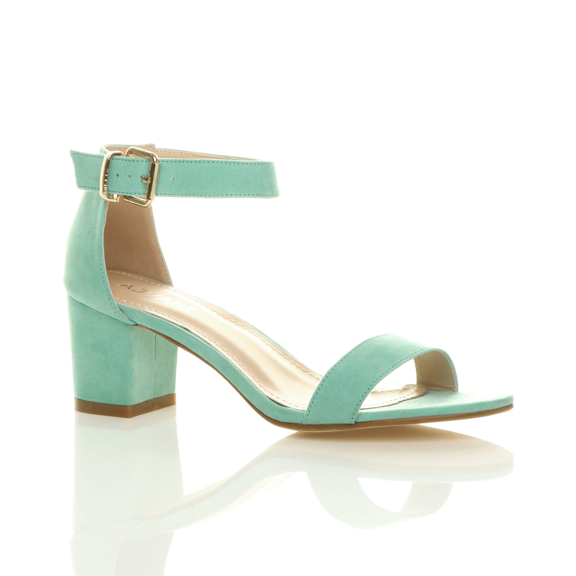 Mint AJVANI Mint Mid Block Heel Ankle Strap Sandals, Image 1 of 6