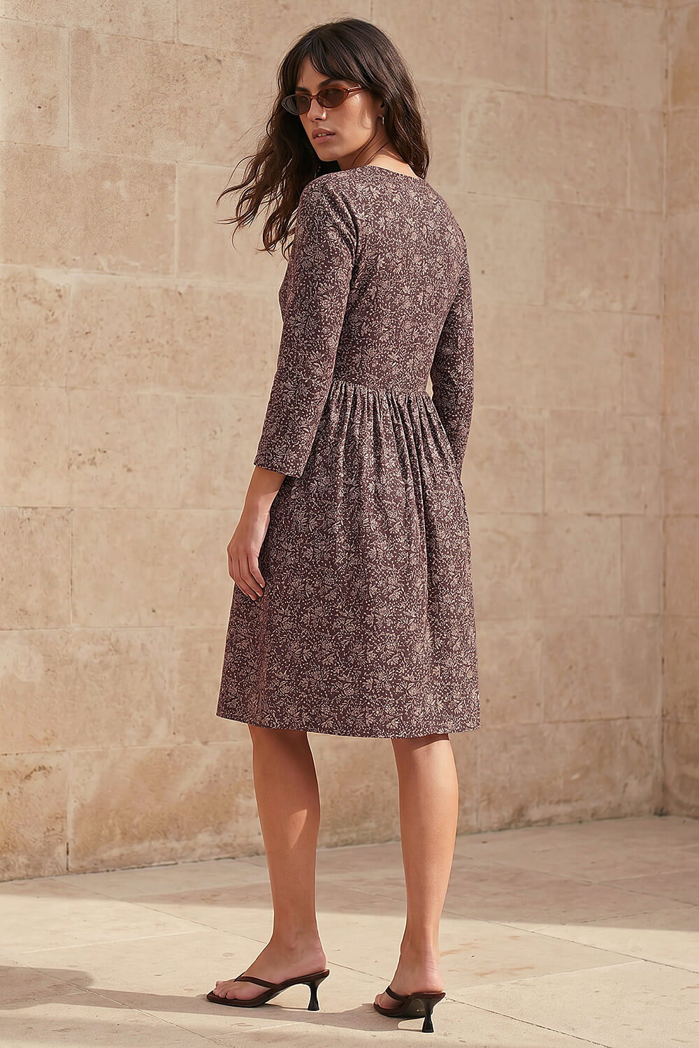 Chocolate Side Detail Short Dress, Image 4 of 4
