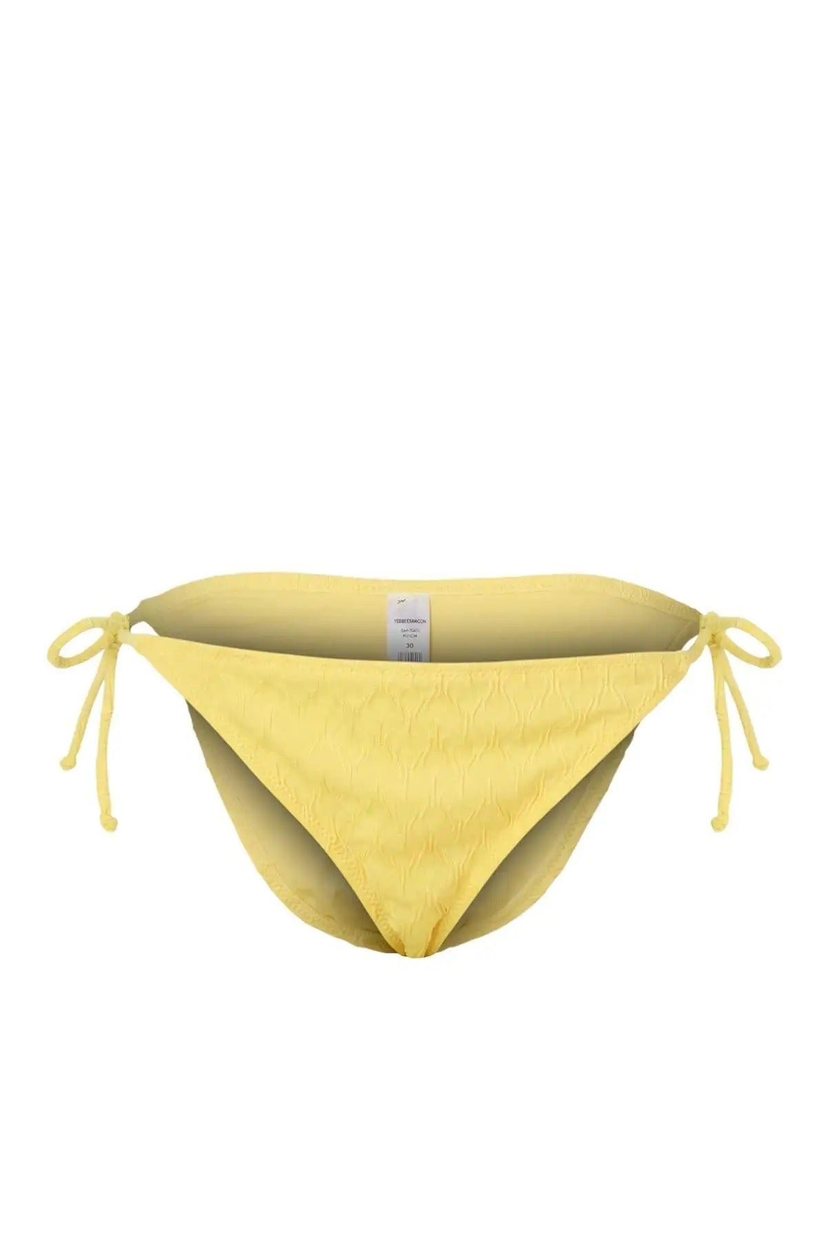 Yellow Textured Tie Side Bikini Bottom with Adjustable Fit, Image 1 of 2