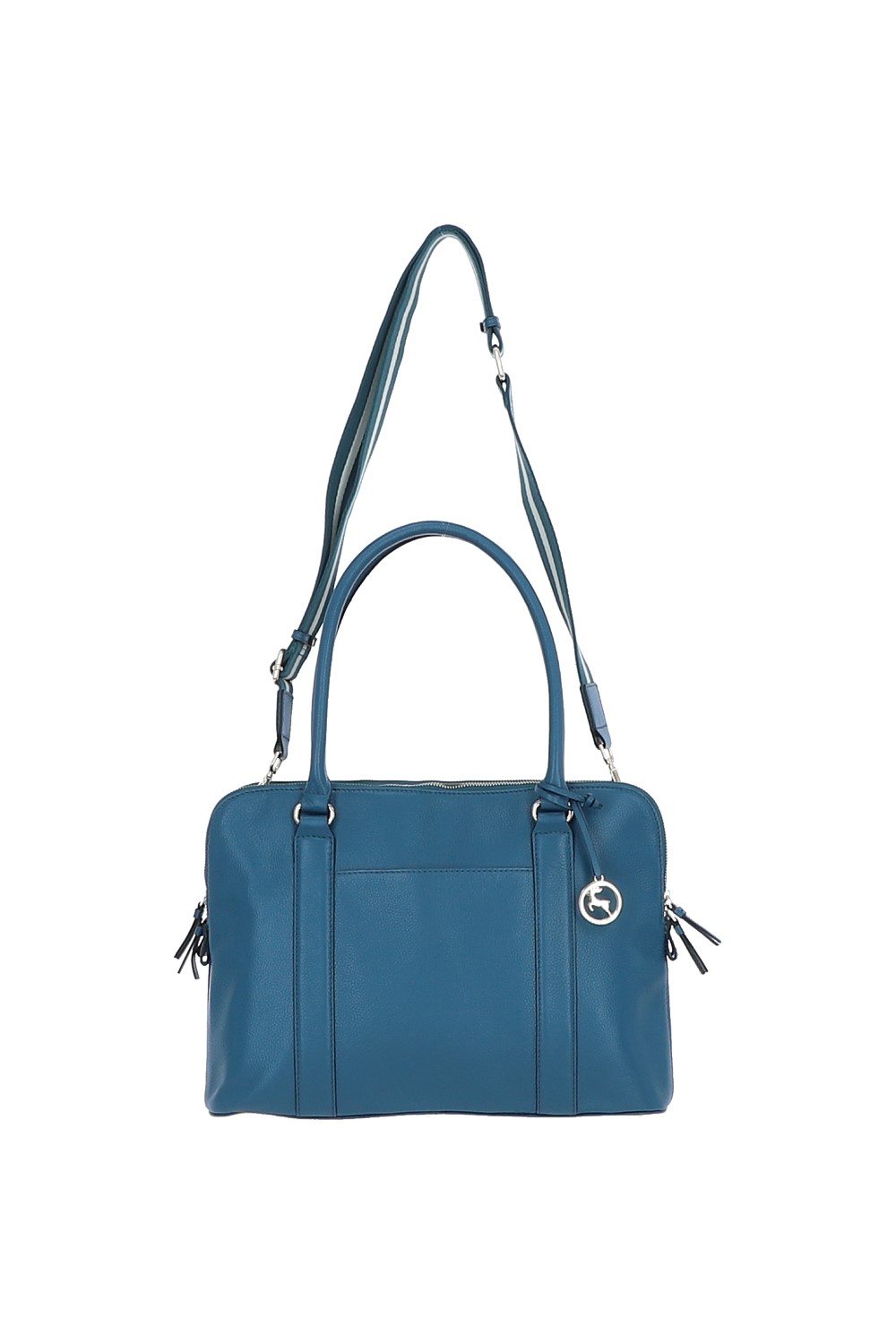 Teal 'Cuore di Cuoio' 3 Section Large Leather Handbag, Image 2 of 4