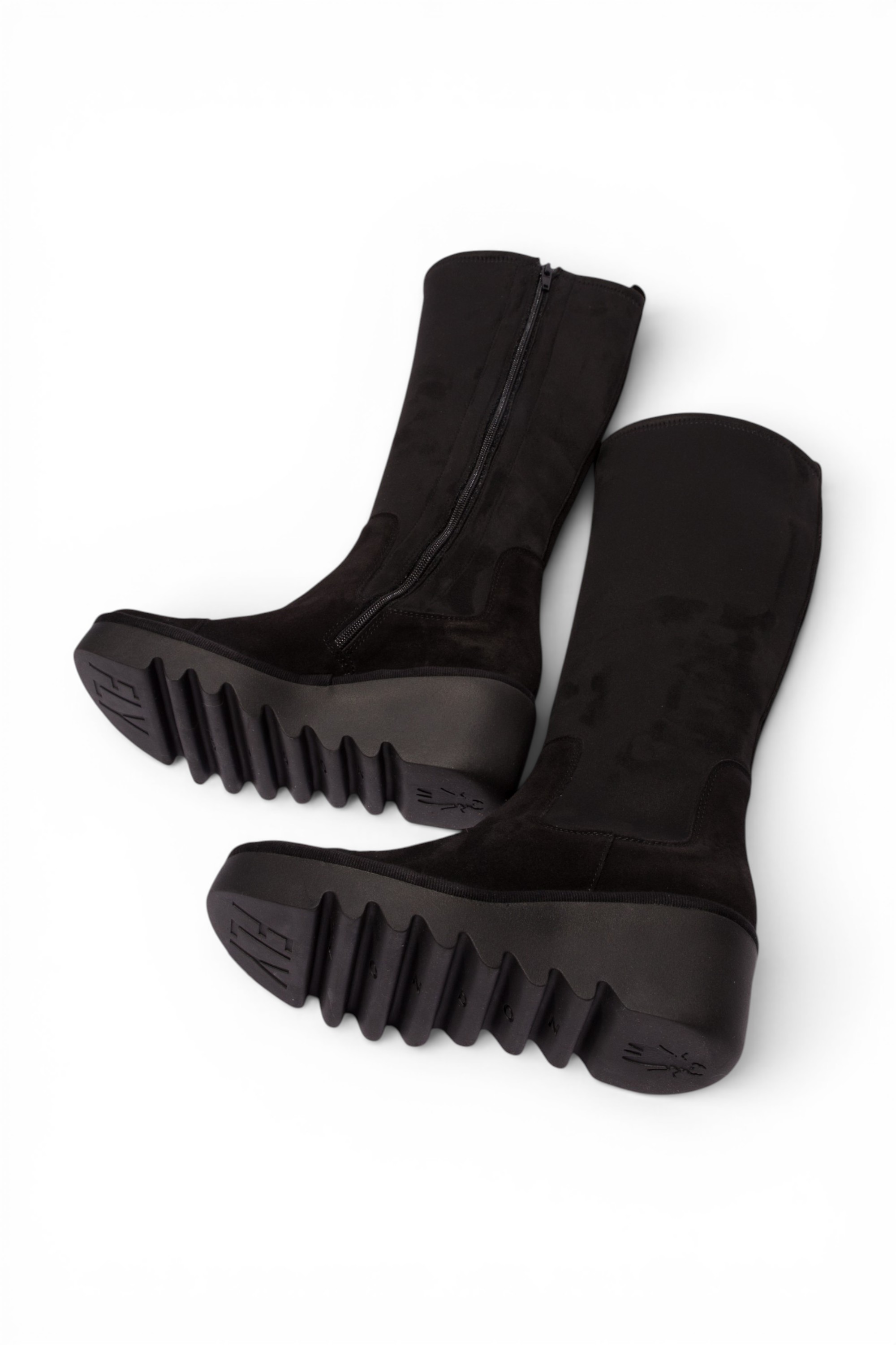Charcoal Womens Leather High Wedge Boots-BUDI603, Image 5 of 5