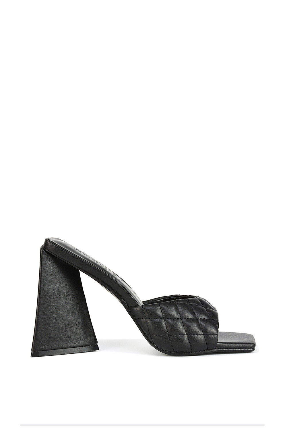Black XY LONDON Black 'Maylin' Quilted Square Toe Sculptured Flared High Heels, Image 1 of 5