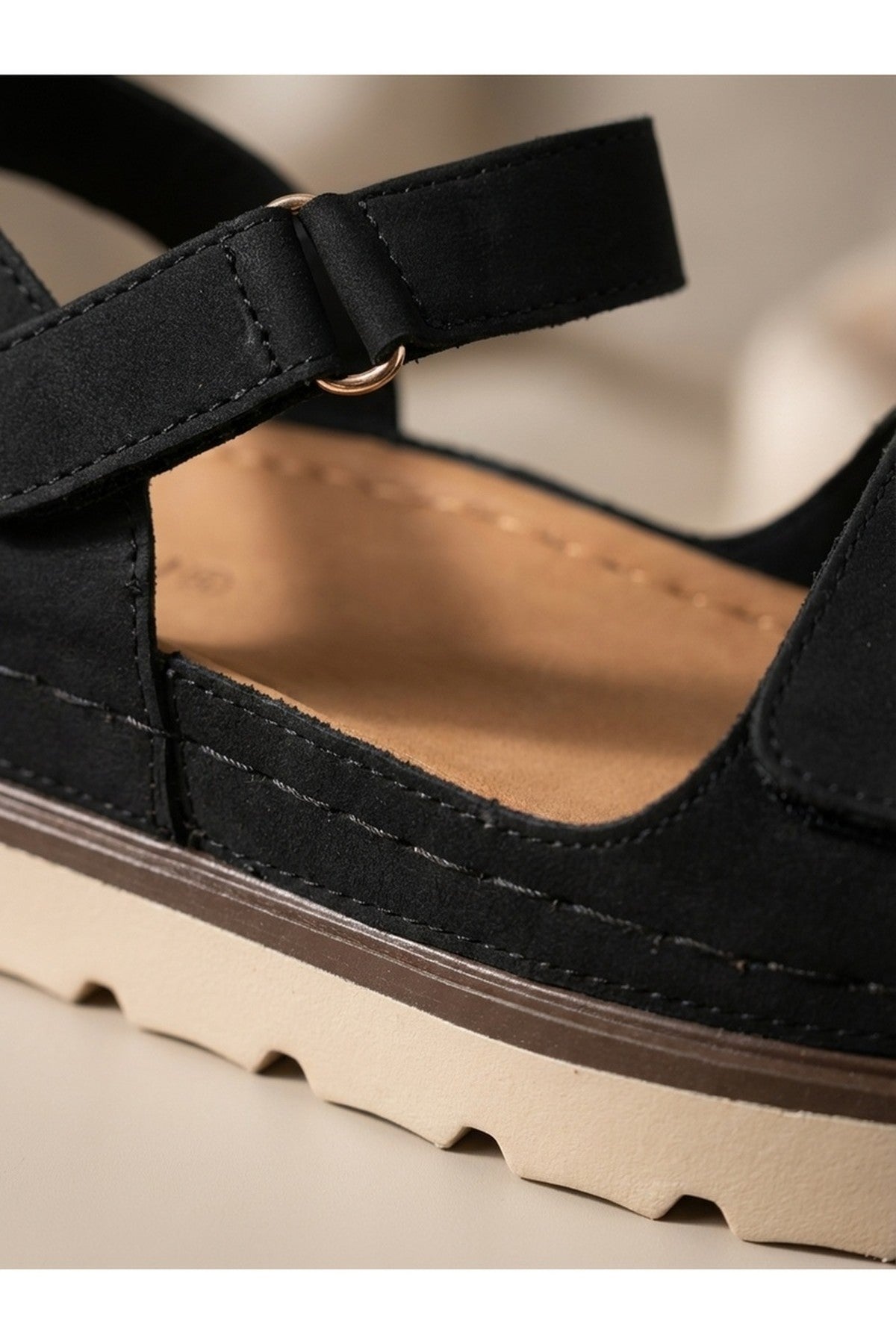 Black iKrush Black Isla Platform Velcro Sandal, Image 4 of 6
