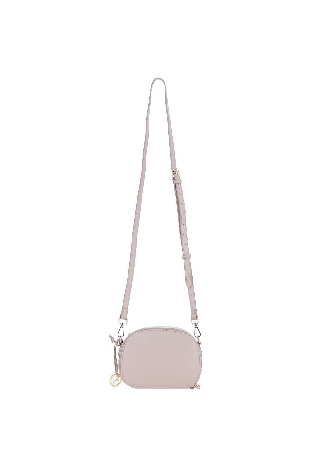 Beige Real Leather Compact Crossbody Bag with Adjustable Strap, Image 4 of 4