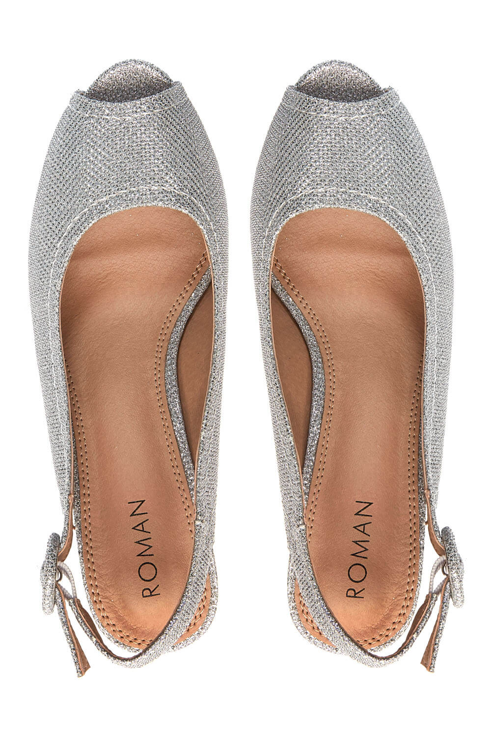 Silver Glitter Peep Toe Heels, Image 5 of 5