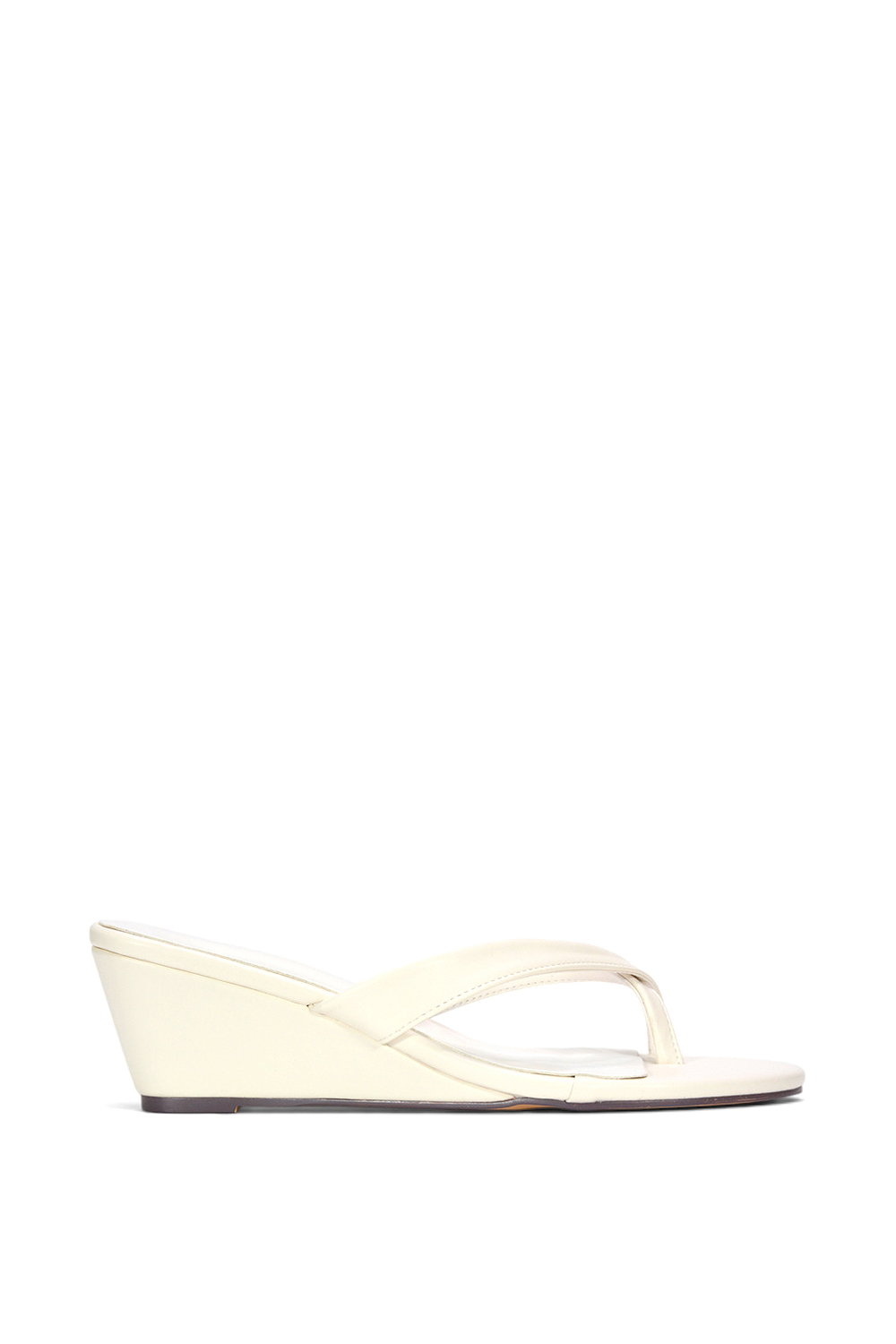 White XY LONDON White 'Rosa' Mid Wedge Heel Sandal Mules With Toe Post, Image 1 of 6