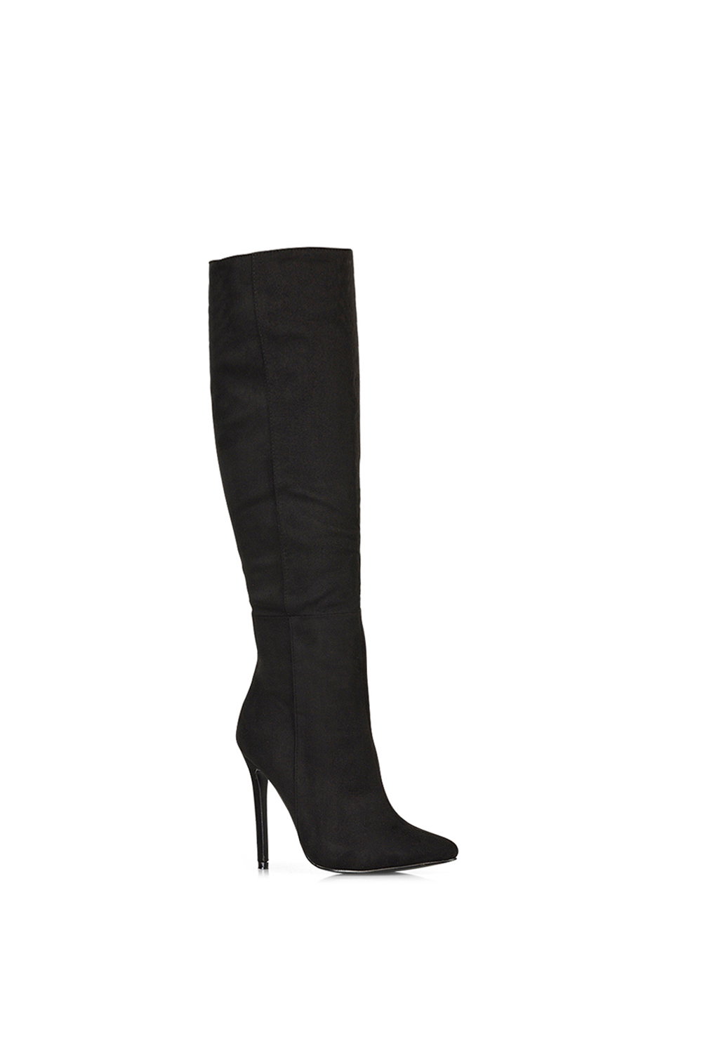 Black 'Nora' Pointed Toe Zip Up Knee High Stiletto Heel Long Boots, Image 2 of 5