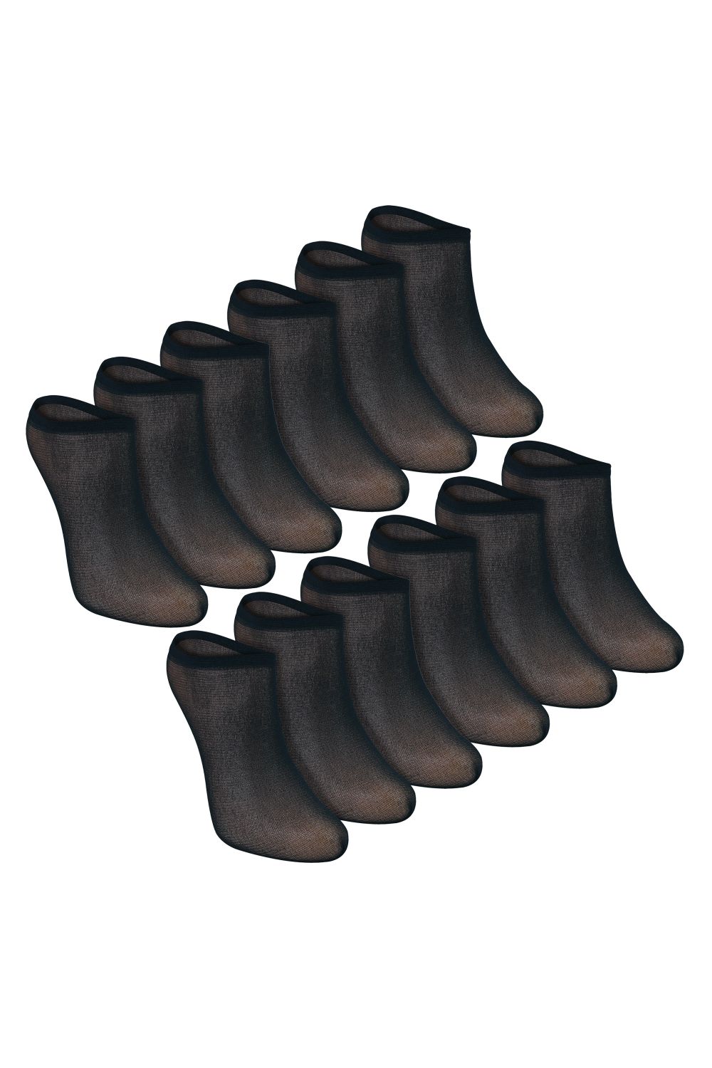 Black 12 Pack Ladies Invisible Pop Socks 15 Denier Lightweight No Show Socks, Image 1 of 3