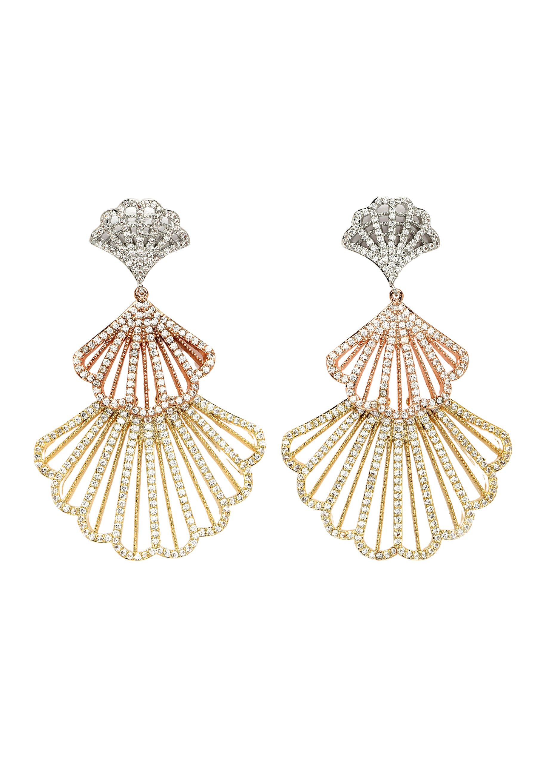Metallic Diva Shell-Shaped Dangle Earrings