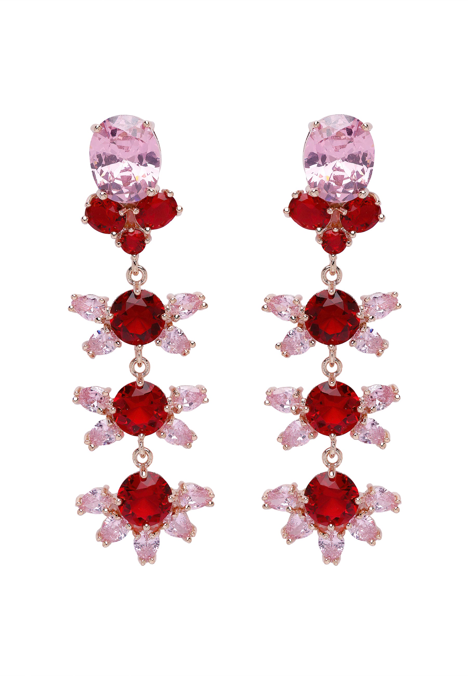 Pink Diva Floral Dangle Earrings