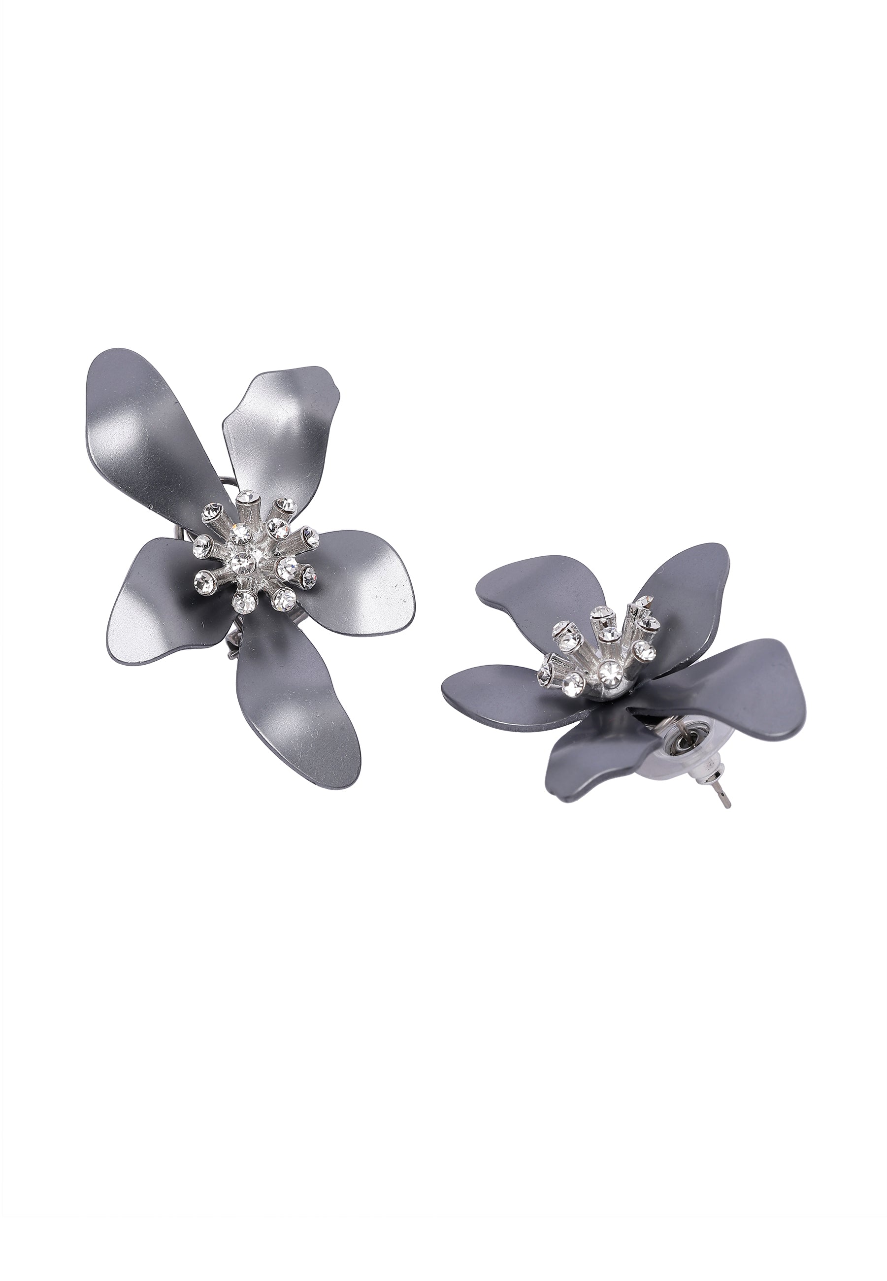 Pewter AVANT-GARDE PARIS Pewter Floral Stud Earrings, Image 3 of 5
