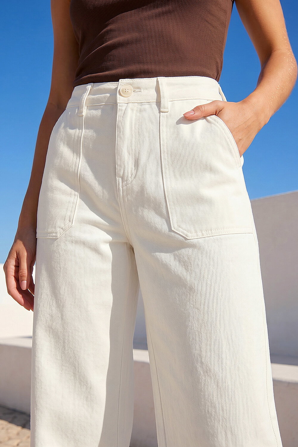 White Petite Pocket Stretch Jean, Image 5 of 4