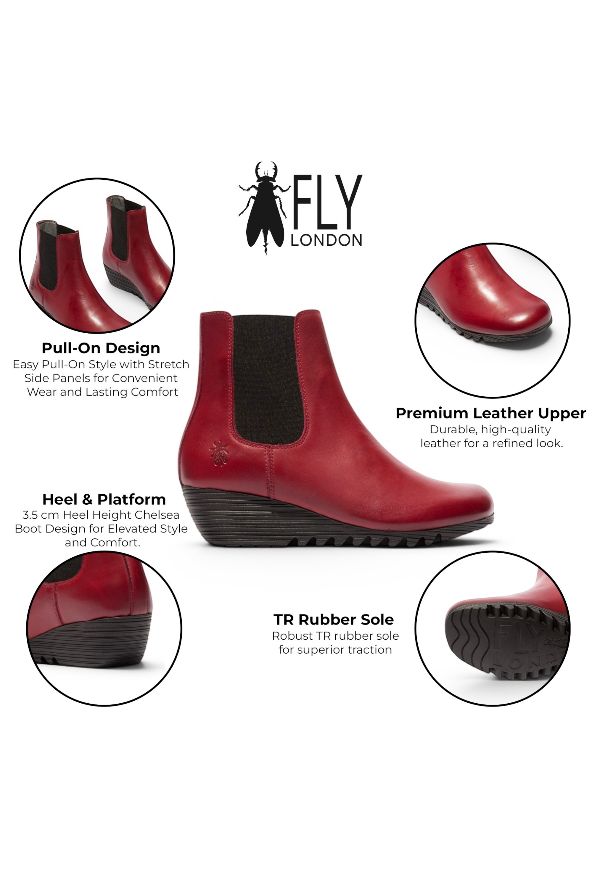 Burgundy Womens Leather heel Chelsea Boot-ORFU496, Image 3 of 5