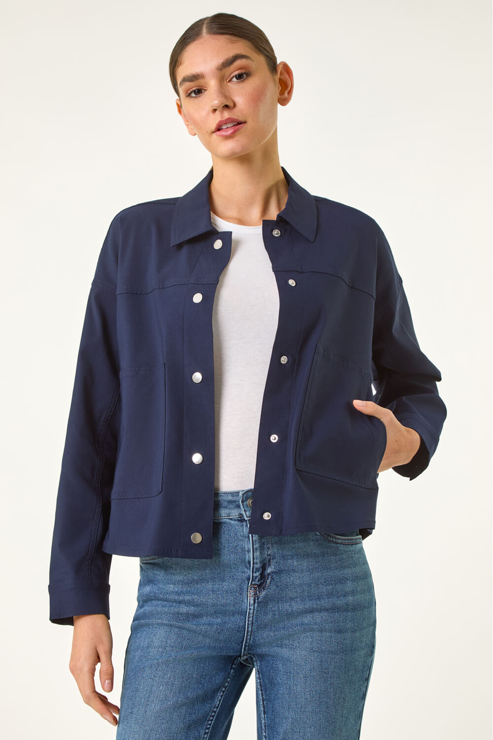 Navy Patch Pocket Jacket, Image 3 of 5
