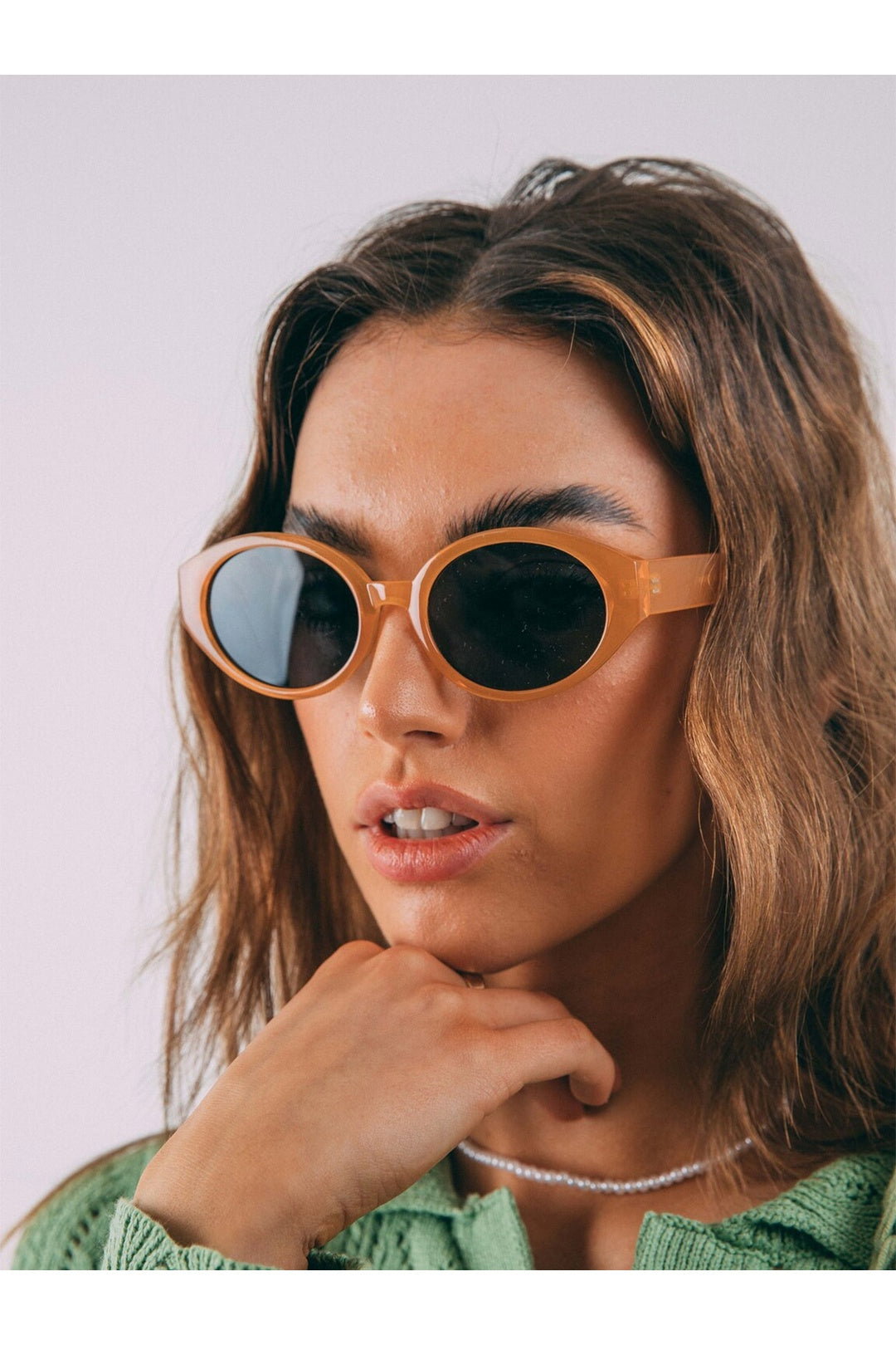 Yellow Oval Plastic Frame Sunglasses, Image 2 of 6