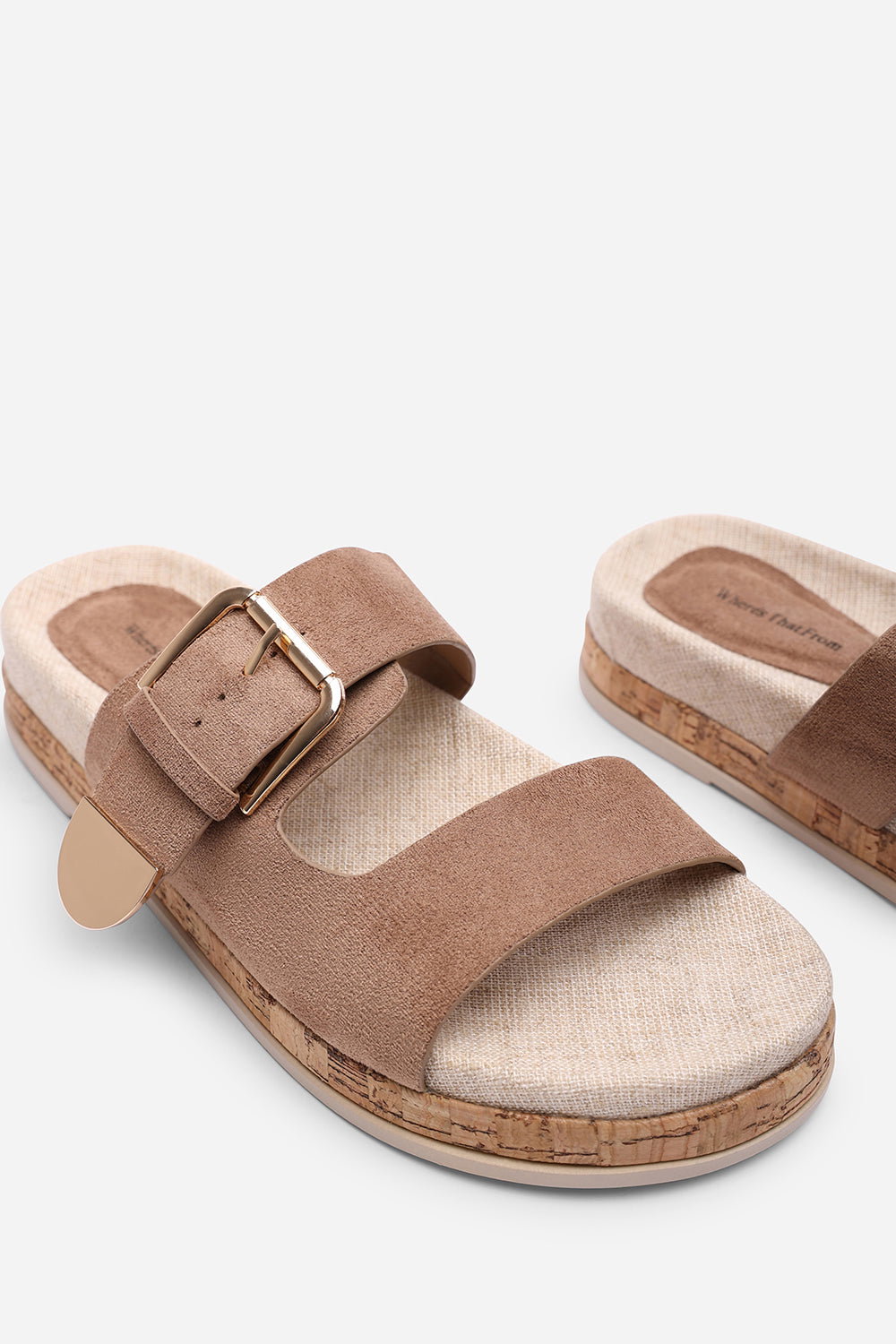 Camel Avenue Buckle Footbed Suede Sandal, Image 5 of 6