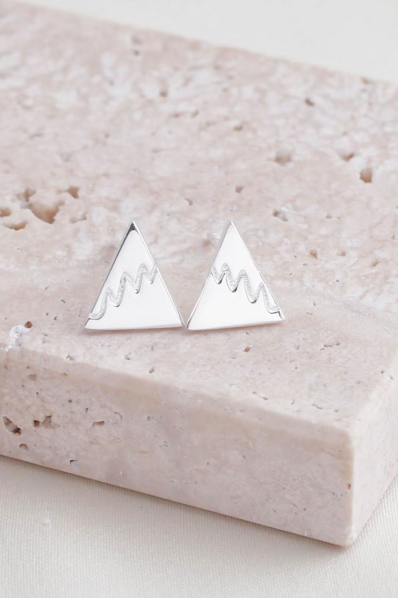 Silver Sterling Silver Mountain Studs, Image 1 of 3