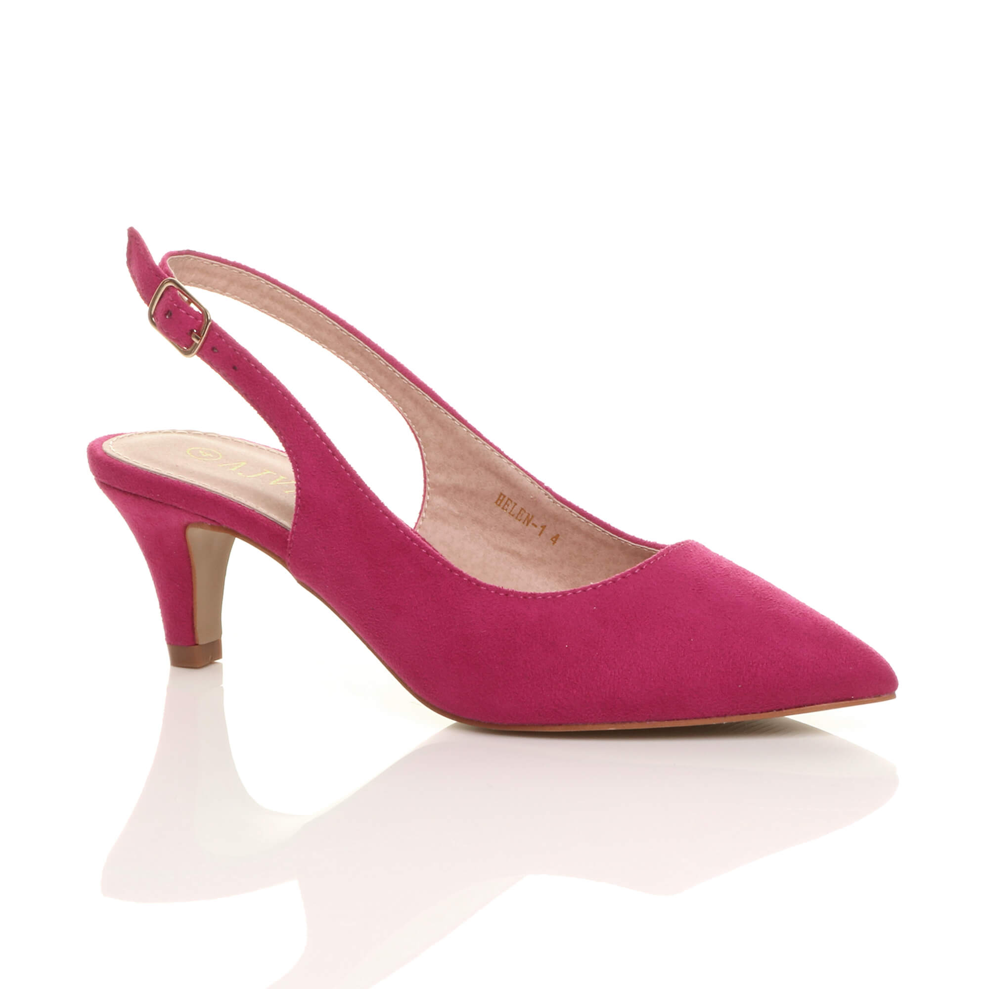 Fuchsia AJVANI Fuchsia Mid Heel Slingback Pointed Toe Court Shoes, Image 1 of 6