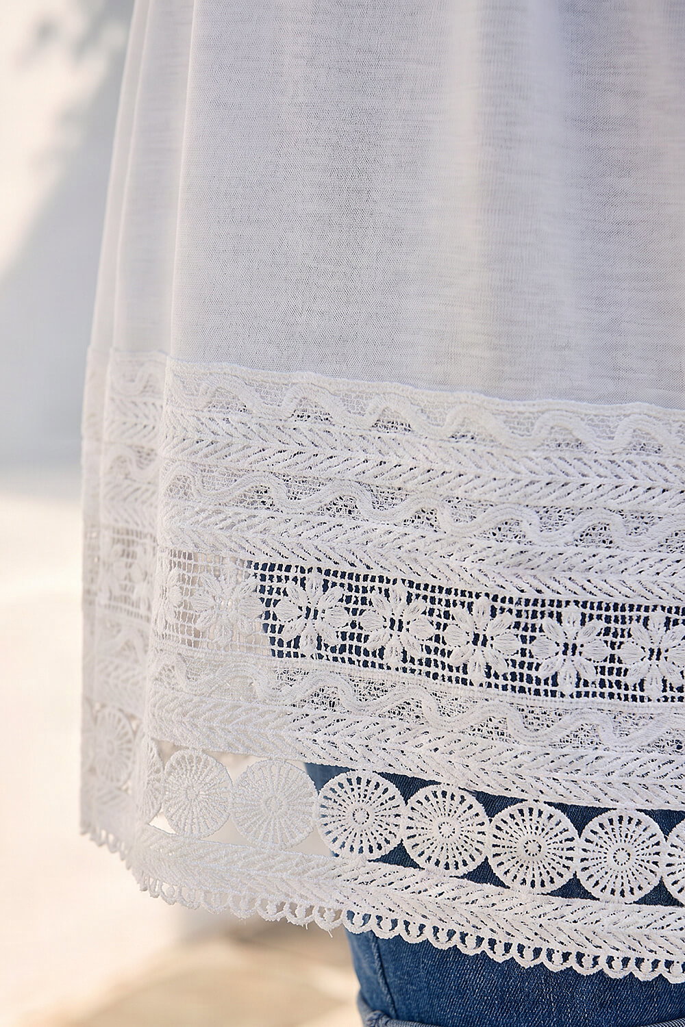 Ivory Curve Lace Trim Stretch Top, Image 5 of 4