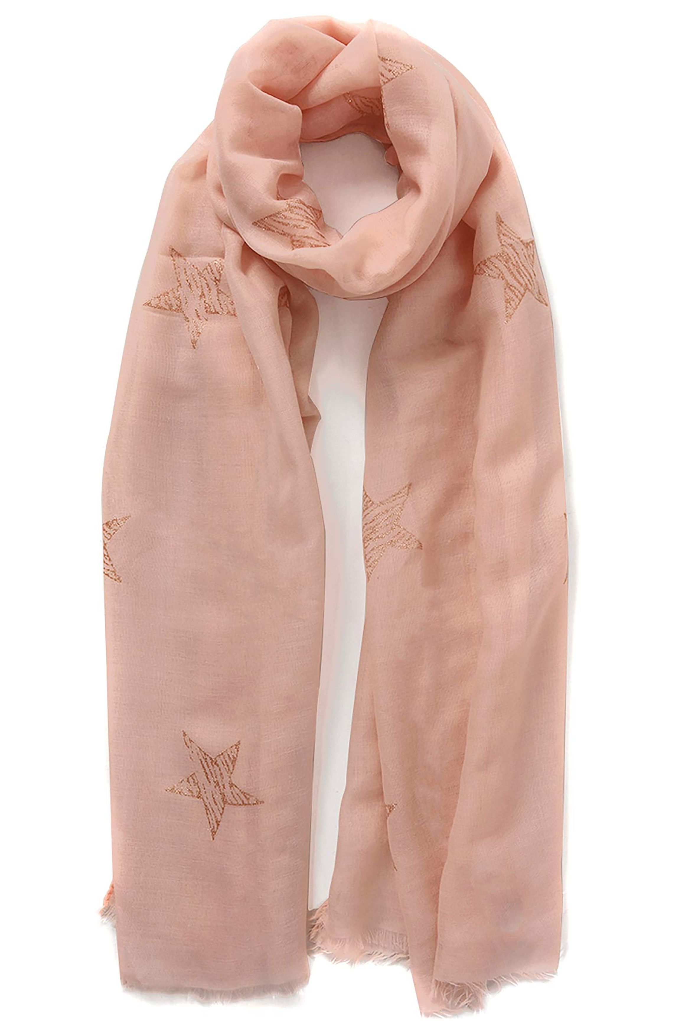 Light Pink Rose Gold Glitter Star Lightweight Scarf, Image 3 of 3