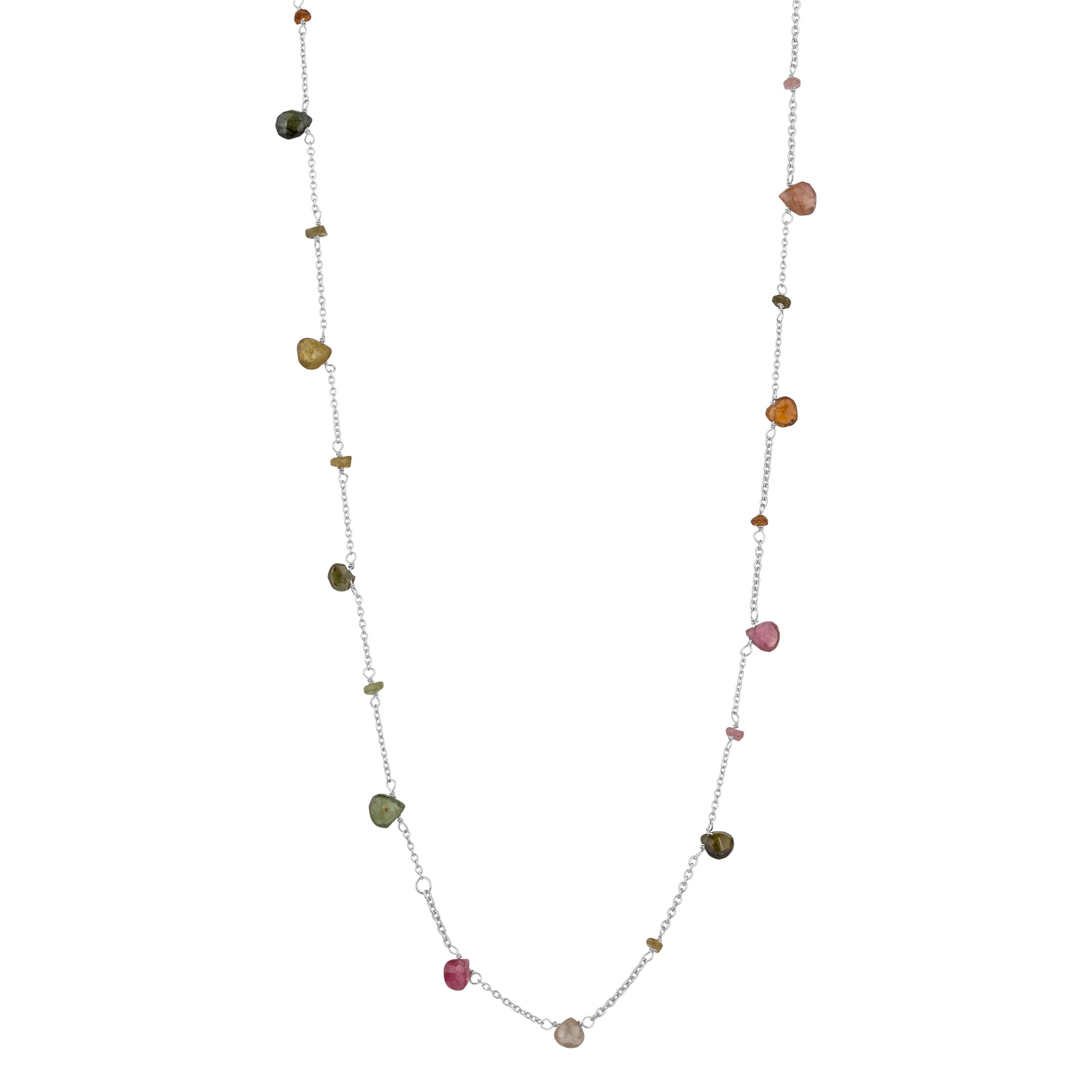 Silver Sterling Silver Fine Tourmaline Long Necklace, Image 1 of 1