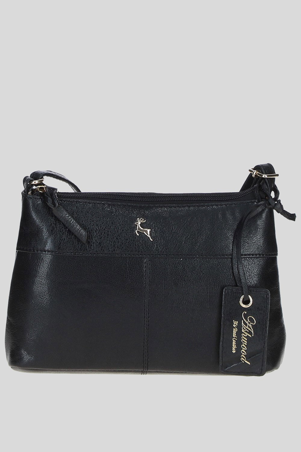 Black 'Delilah' Elegant Real Leather Crossbody Bag, Image 1 of 4