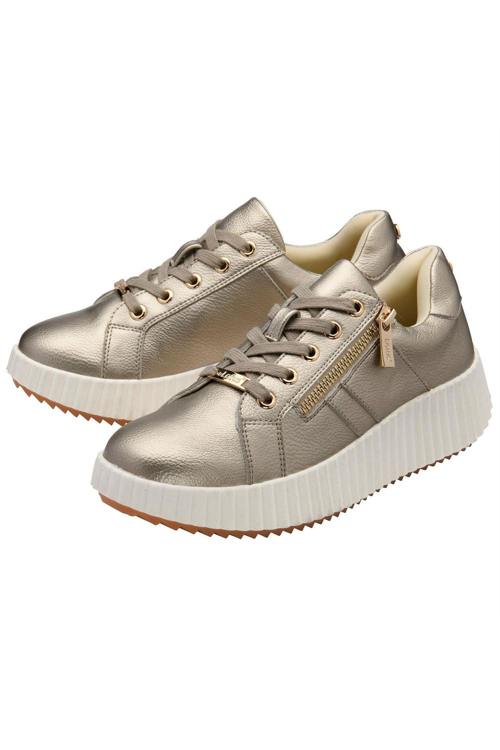 Gold Kora Leather Trainers, Image 3 of 4