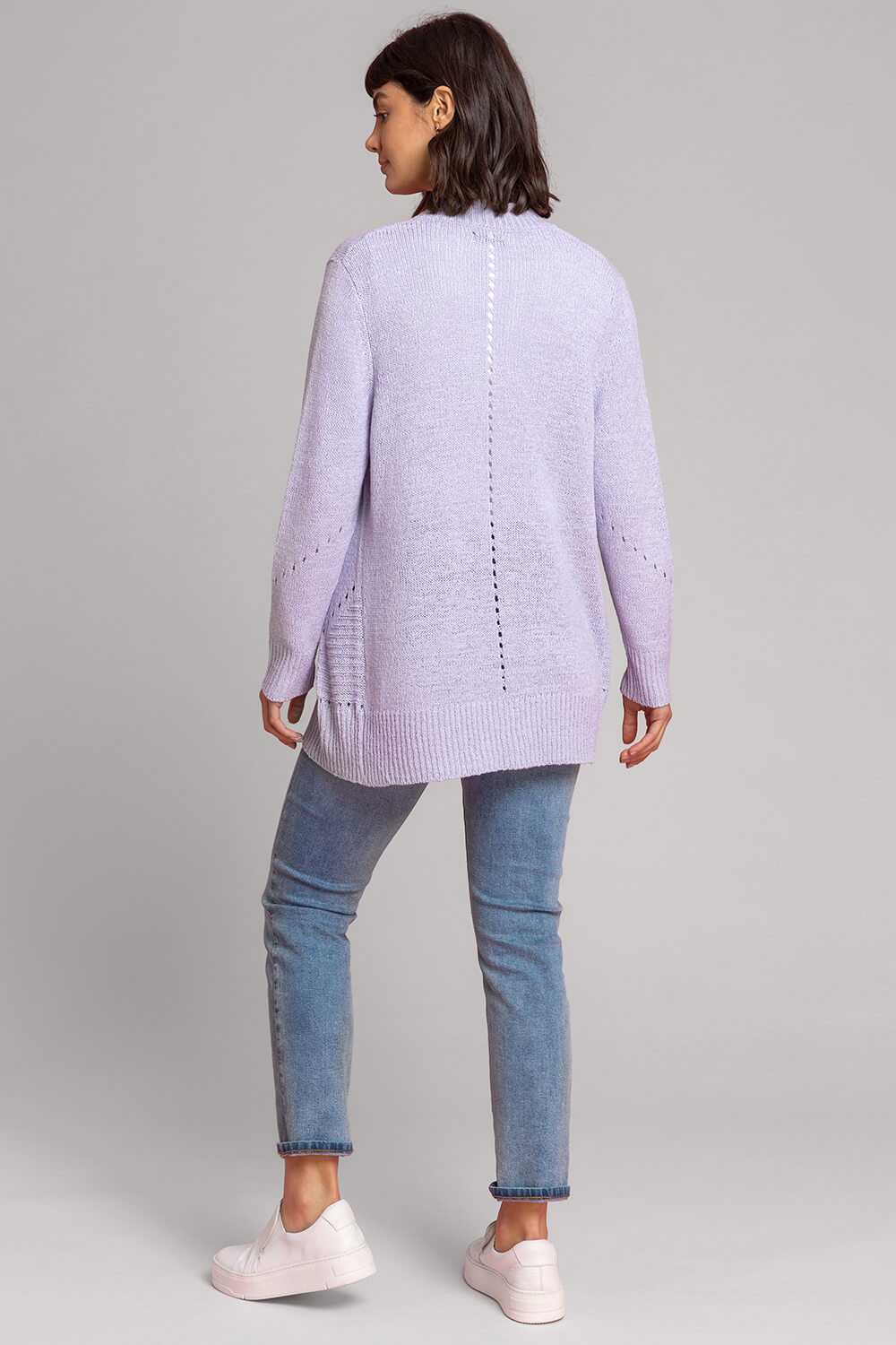 Lilac Tape Stitch Cardigan, Image 3 of 5