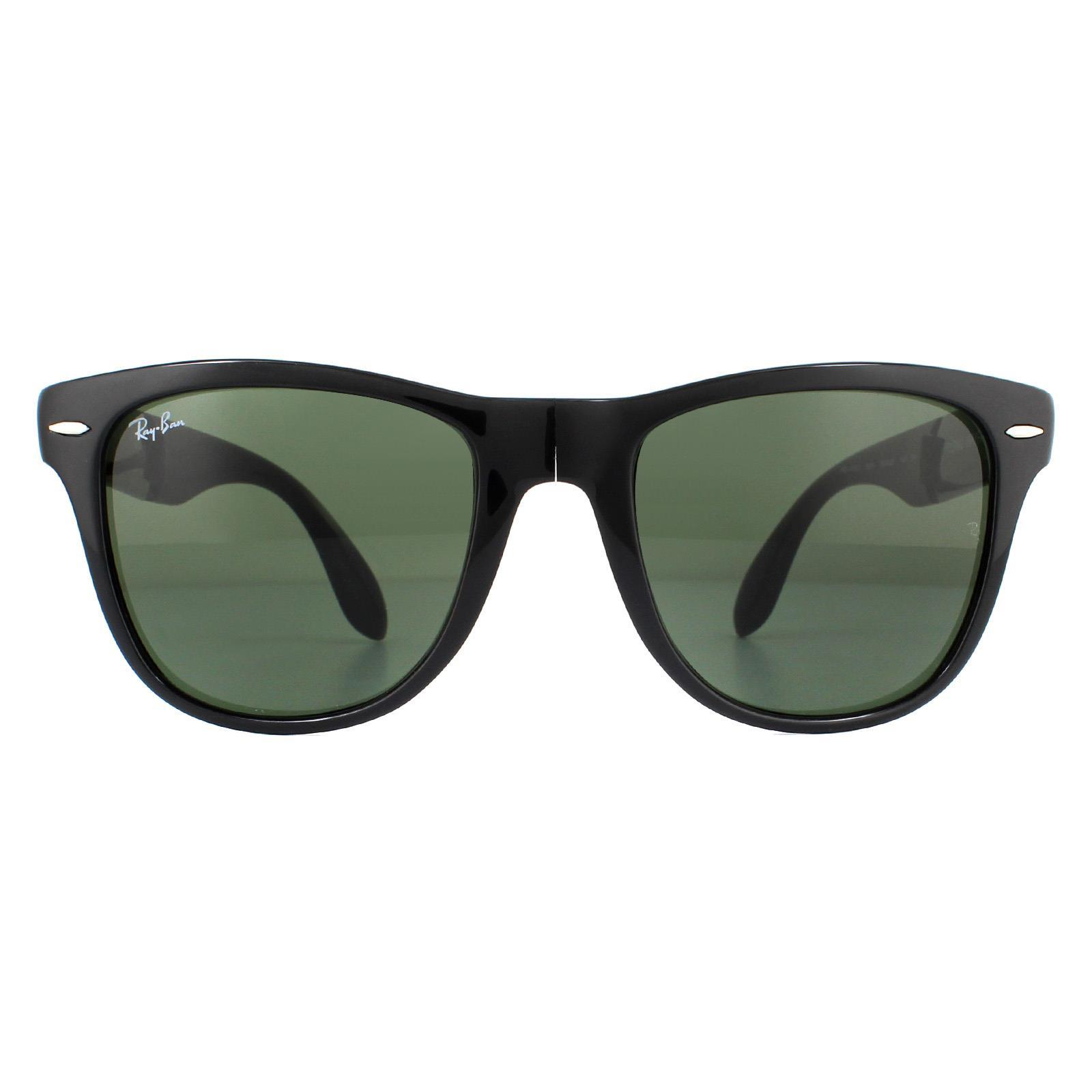 Black Rectangle Black Green Folding Wayfarer 4105 Sunglasses, Image 1 of 6