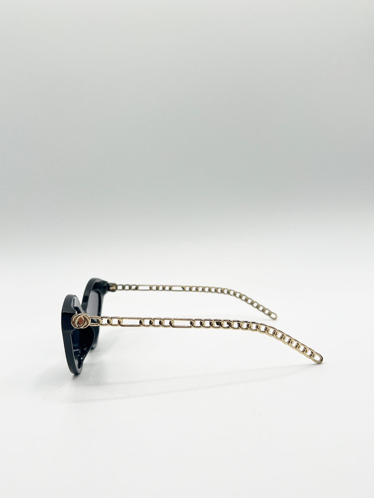 Black Cat-Eye Sunglasses in Black, Image 4 of 6