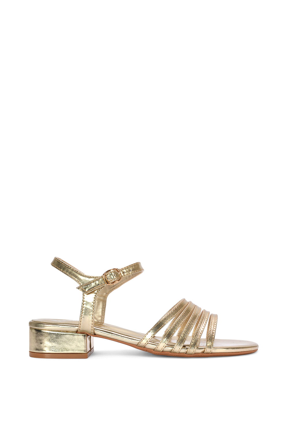 Black 'Katie' Low Heel Open Toe Sandals With Ankle Strap
